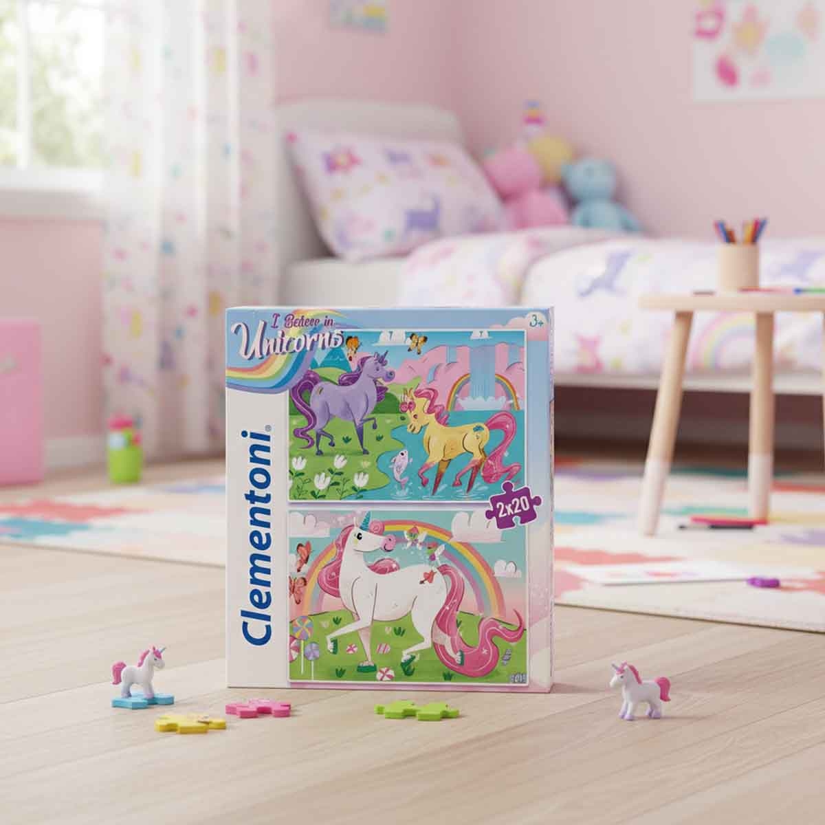 Clementoni Super Color I Believe in Unicorns Jigsaw Puzzle Girls, 3-4 Years, Pack of 2