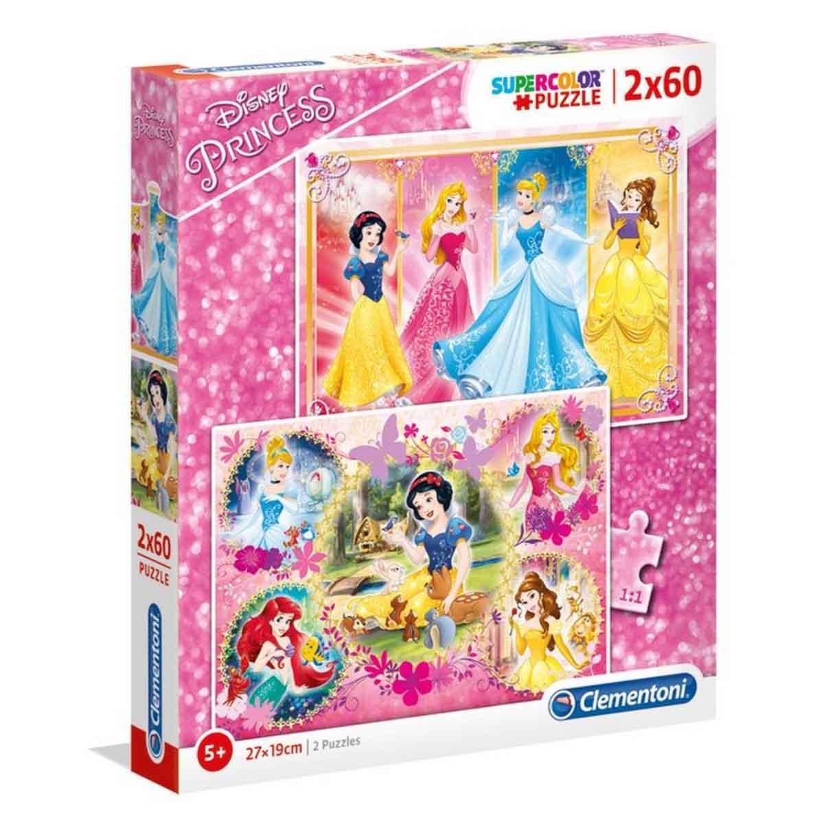 Clementoni Supercolor Disney Princess Jigsaw Puzzle Girls, 5-7 Years, Pack of 2