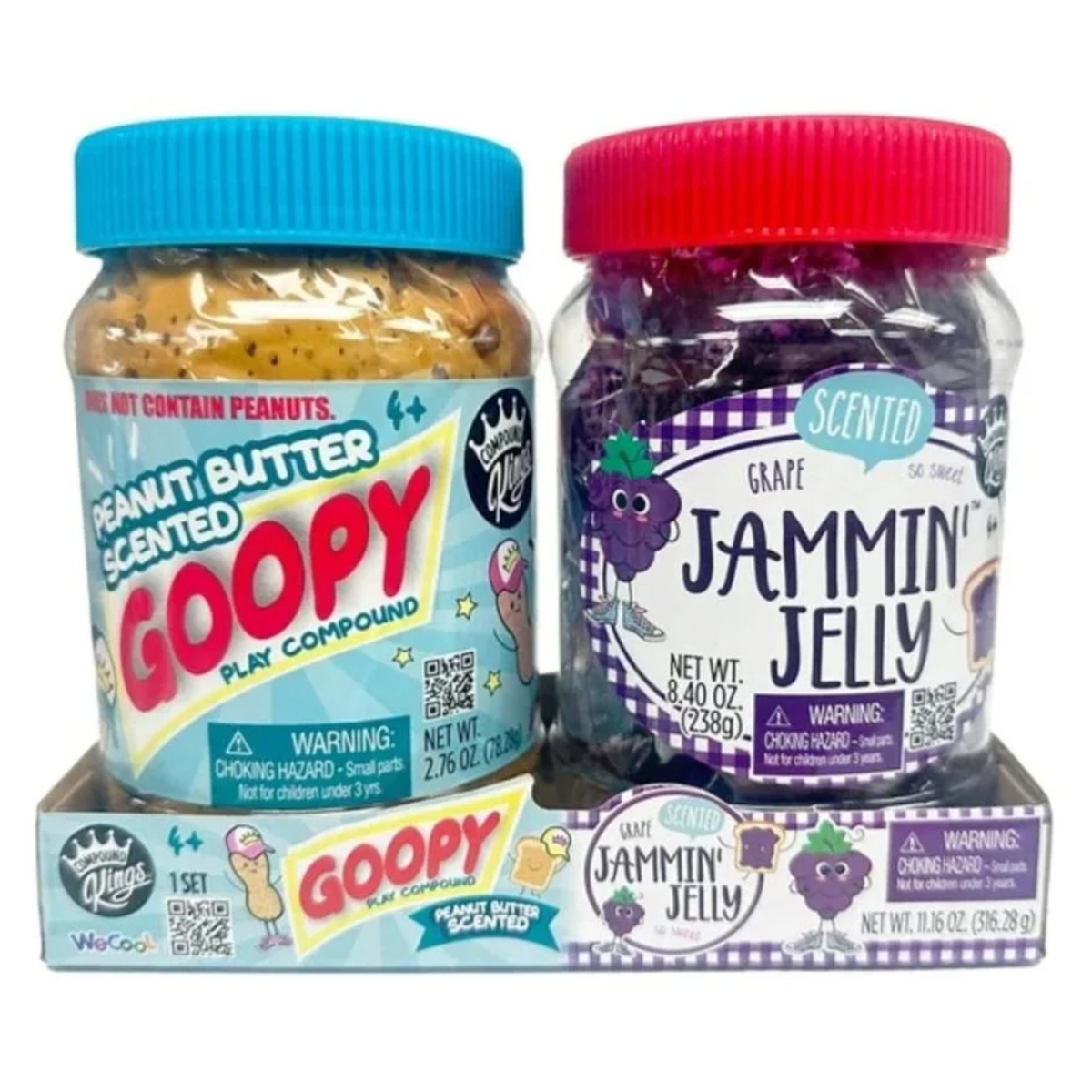 Compound Kings Jammin Jelly and Goopy Peanut Butter Scented Slime Jars Unisex, 5-7 Years, Pack of 2