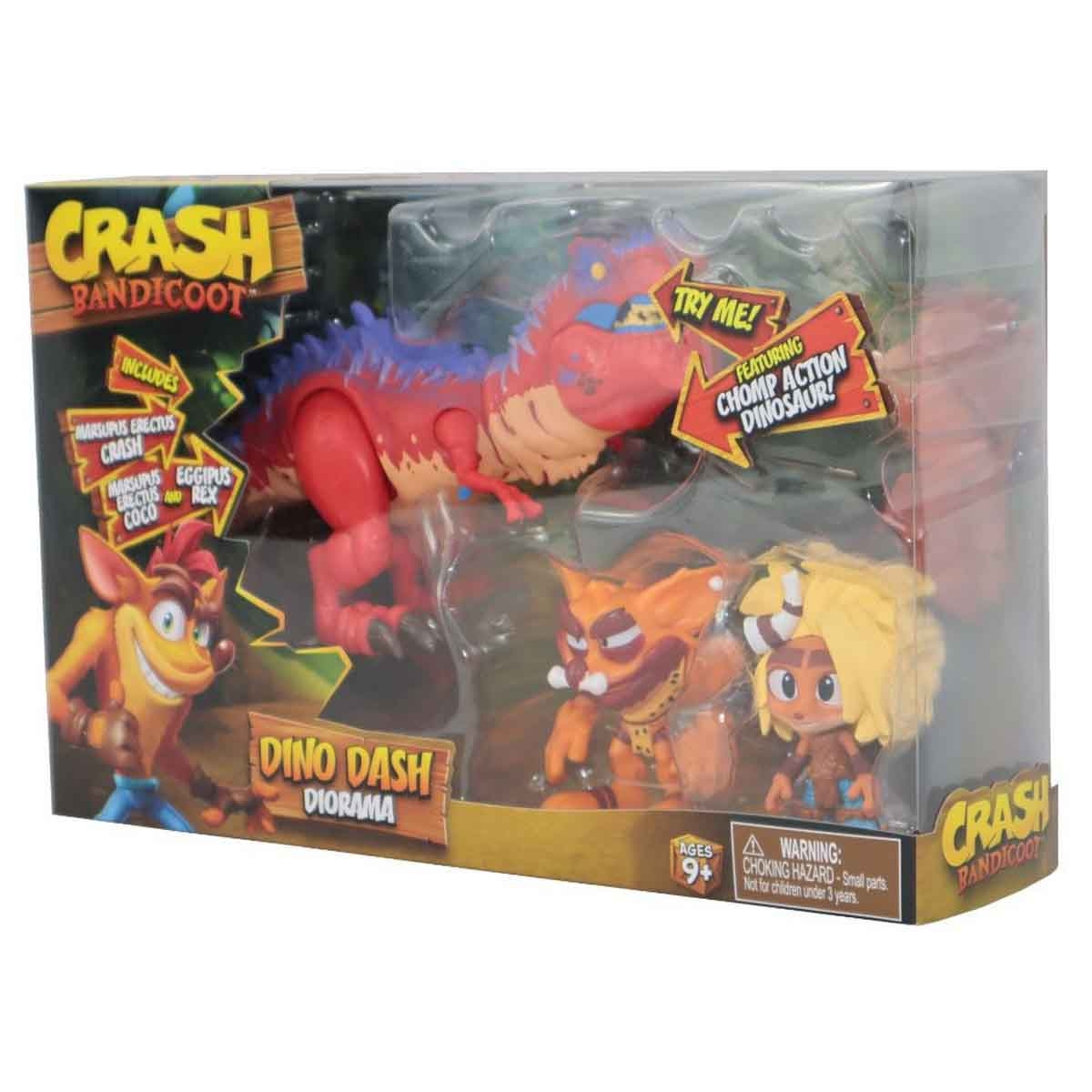 كراش بانديكوت مجموعة مجسم ديوراما ديلوكس دينو داش للأولاد من عمر 8-10 سنوات