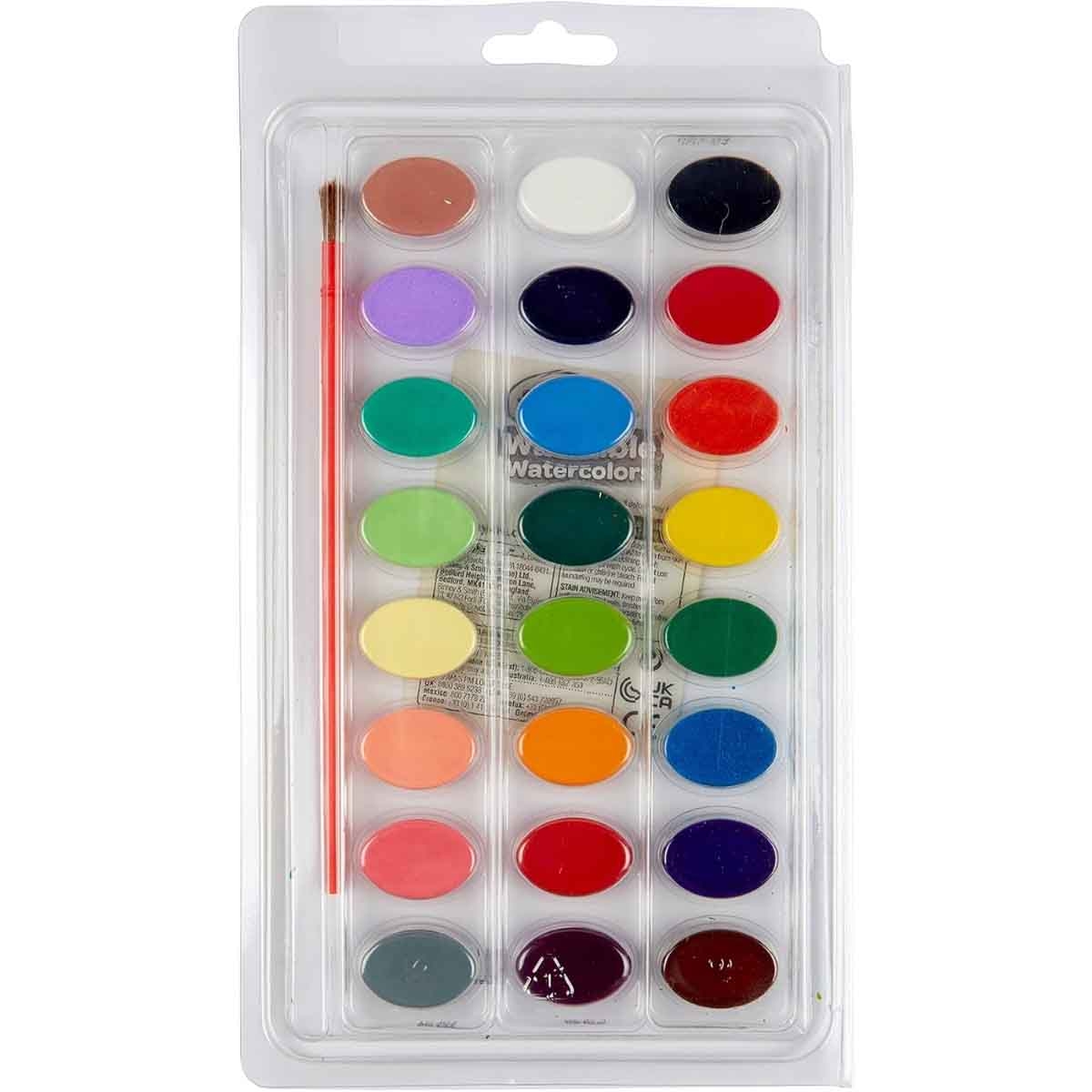 Crayola 24-Paint Washable Watercolour Palette with Brush Unisex, 3-4 Years