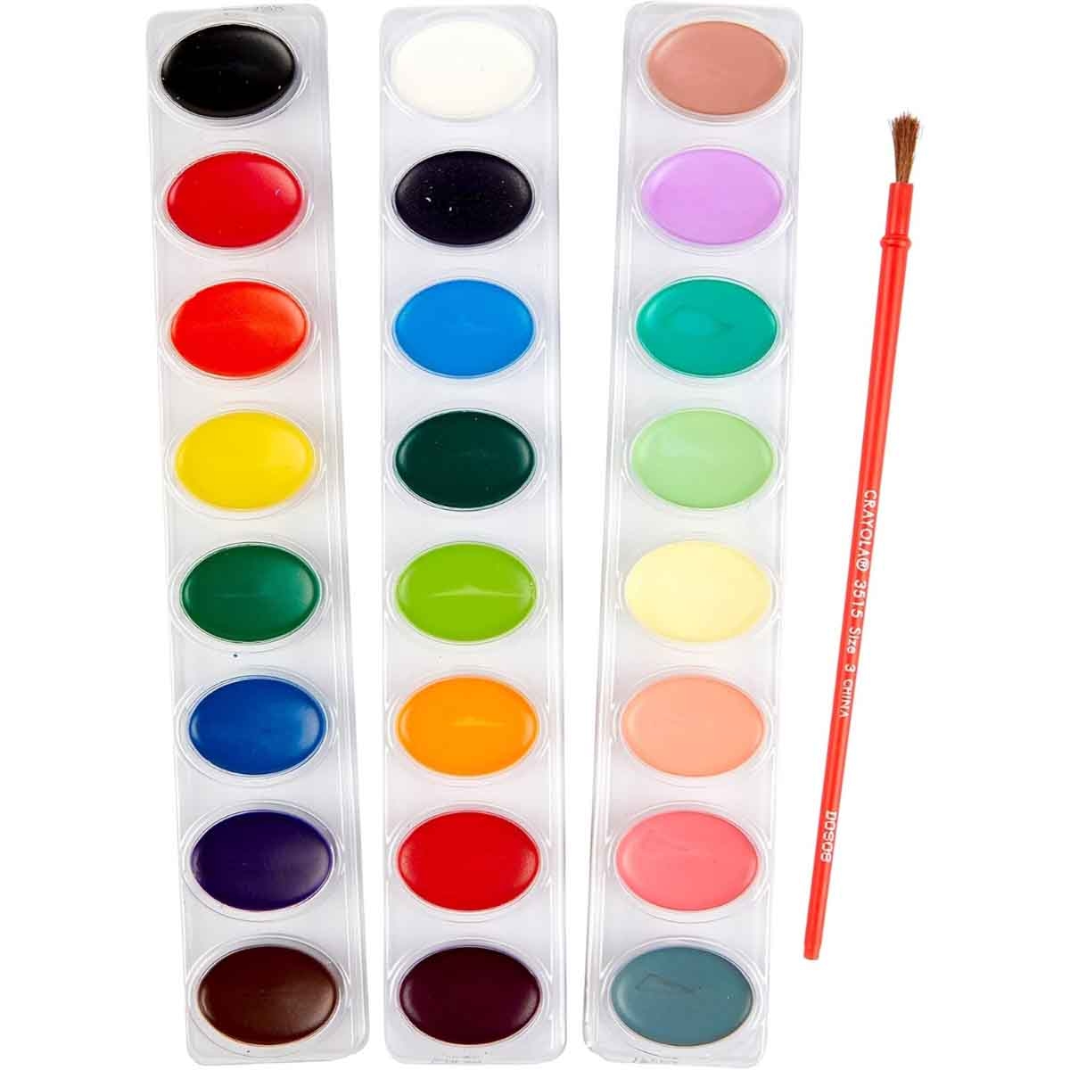 Crayola 24-Paint Washable Watercolour Palette with Brush Unisex, 3-4 Years