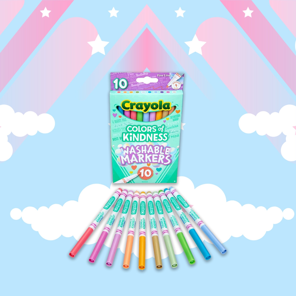 كرايولا علبة من 10 أقلام ماركر قابل للغسل ألوان اللطف للجنسين، 3-4 سنوات