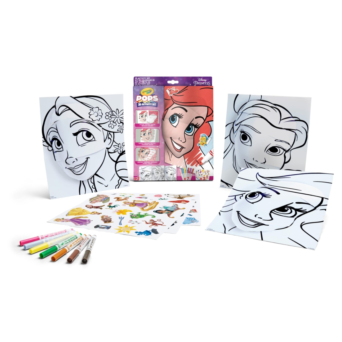 كريولا مجموعة تلوين نشاطات ديزني برنسس ثلاثية الأبعاد للجنسين، 5-7 سنوات