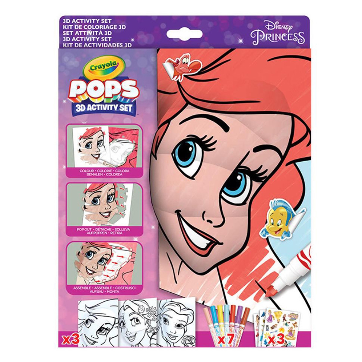 كريولا مجموعة تلوين نشاطات ديزني برنسس ثلاثية الأبعاد للجنسين، 5-7 سنوات