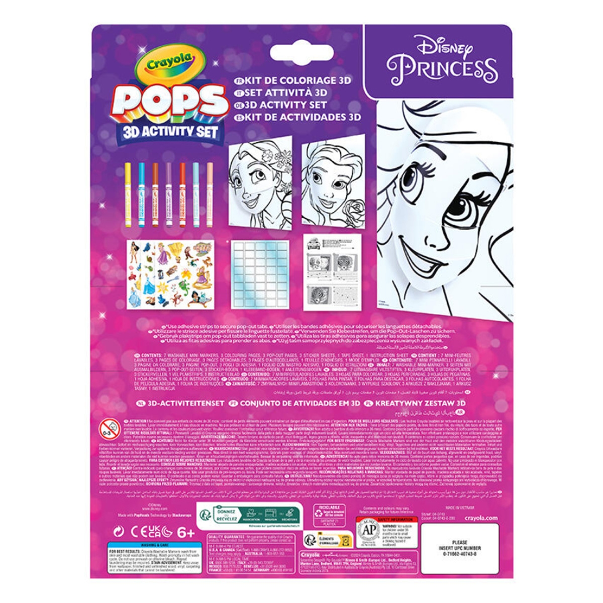 كريولا مجموعة تلوين نشاطات ديزني برنسس ثلاثية الأبعاد للجنسين، 5-7 سنوات