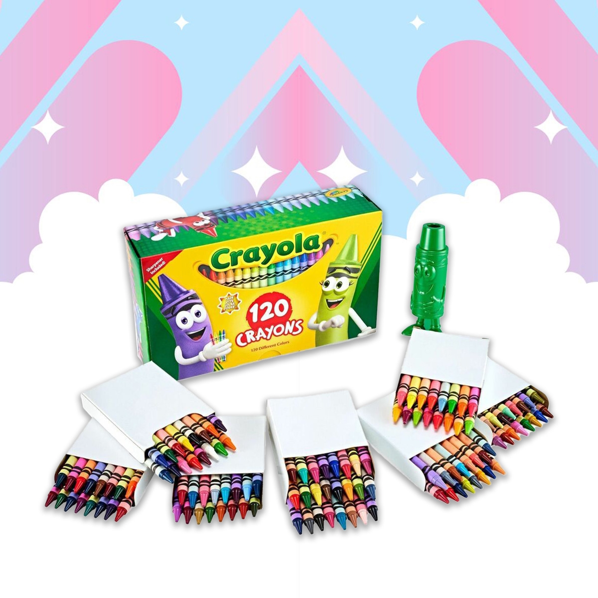 كرايولا علبة من 120 قلم شمعي غير سام للجنسين، 5-7 سنوات