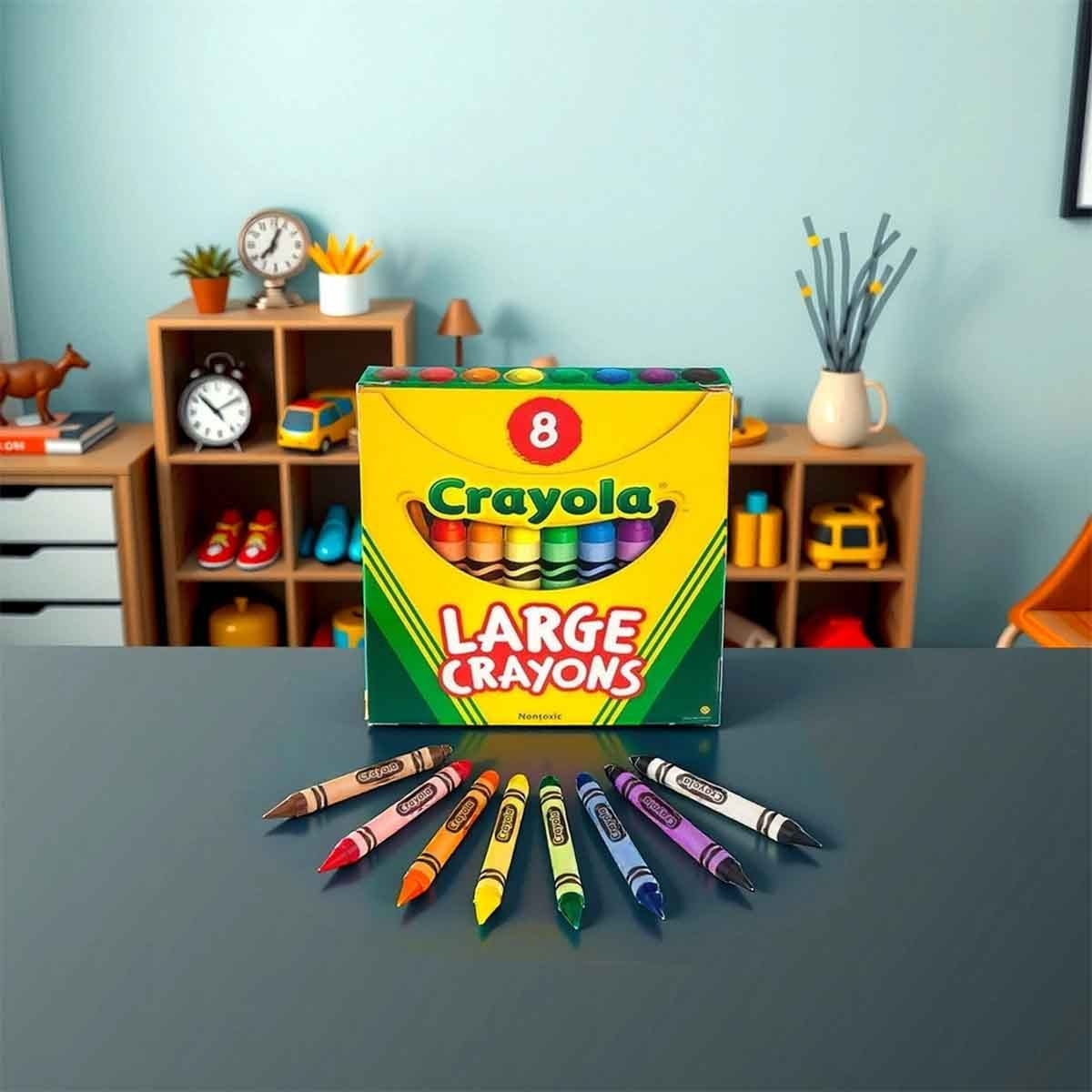 كرايولا مجموعة أقلام شمعية كبيرة غير سامة مع رول تلوين وطقم نشاط مجموعة، للجنسين، 3-4 سنوات