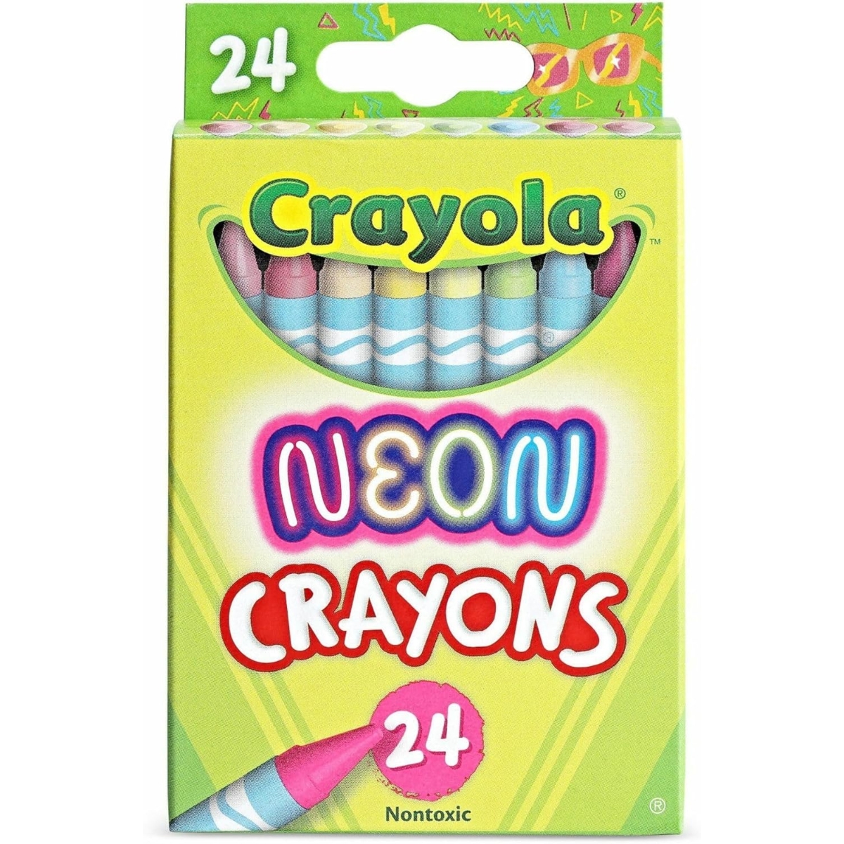 Crayola Non-Toxic Neon Crayons Unisex, 3-4 Years, Pack of 24