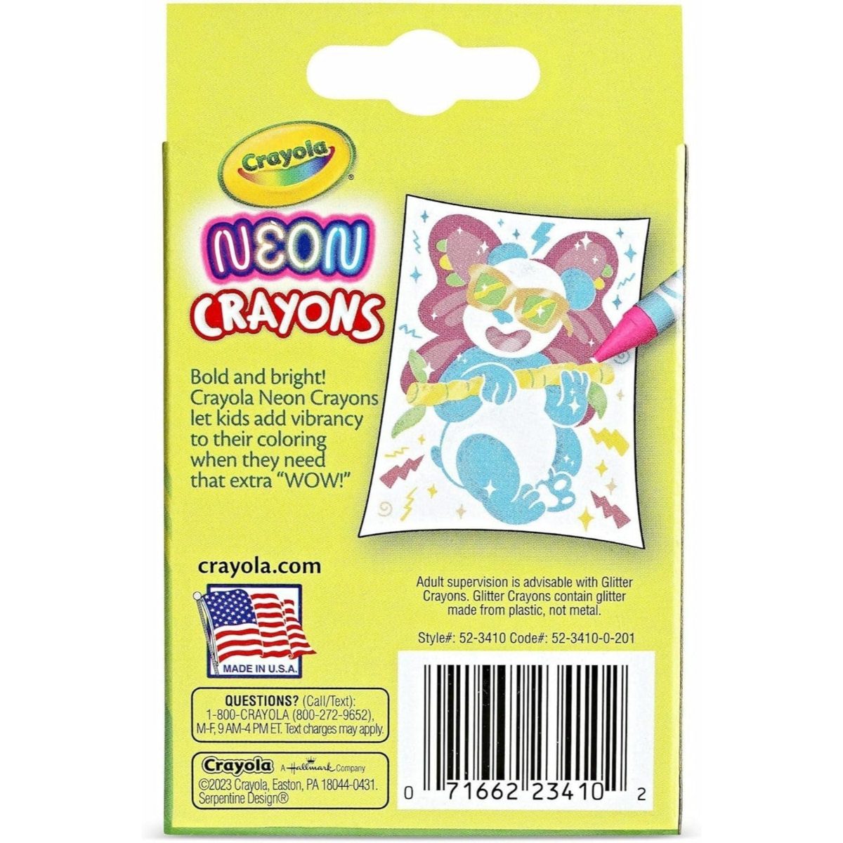 Crayola Non-Toxic Neon Crayons Unisex, 3-4 Years, Pack of 24