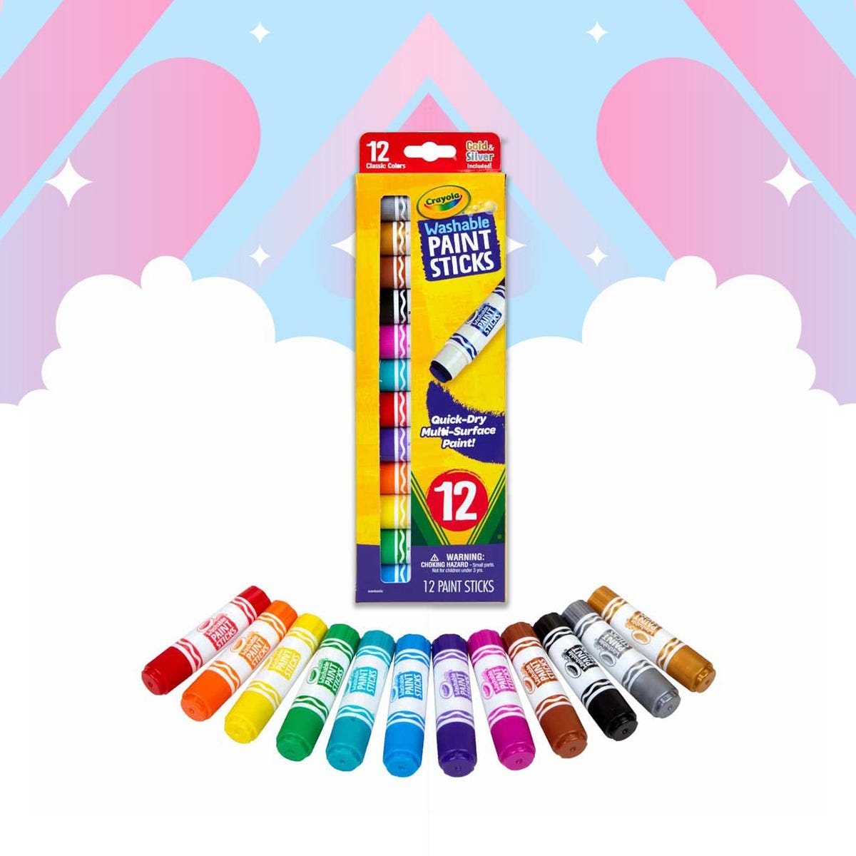 كريولا أقلام تلوين سريعة الجفاف قابلة للغسل للجنسين، 3-4 سنوات، مجموعة من 12