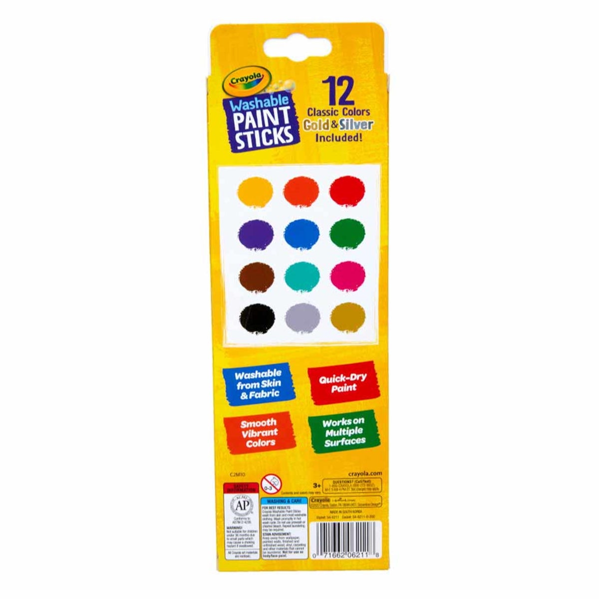 كريولا أقلام تلوين سريعة الجفاف قابلة للغسل للجنسين، 3-4 سنوات، مجموعة من 12