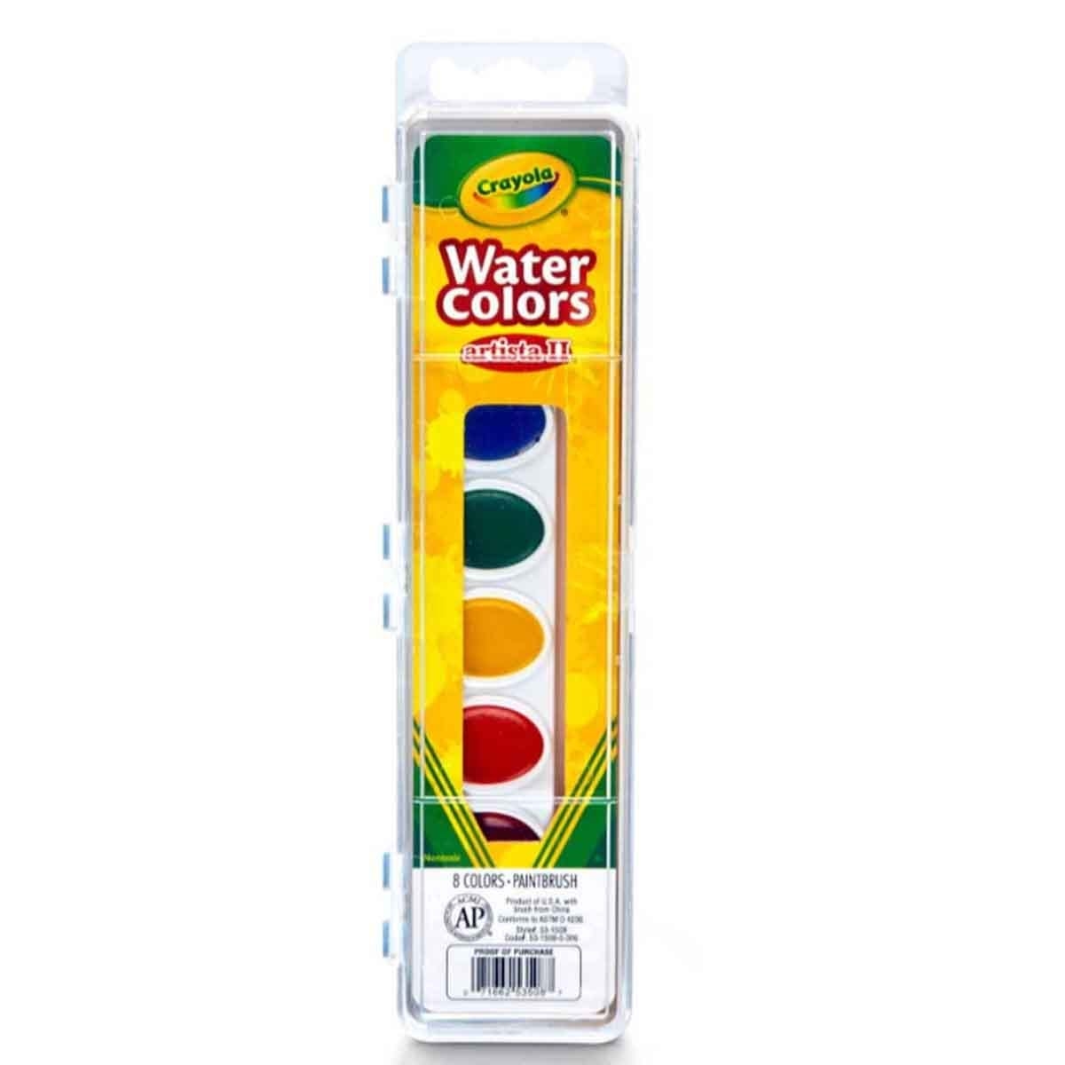 Crayola Retractable Markers, Highlighters with Crayons & Artista II Watercolours Bundle Pack Unisex, 3-4 Years