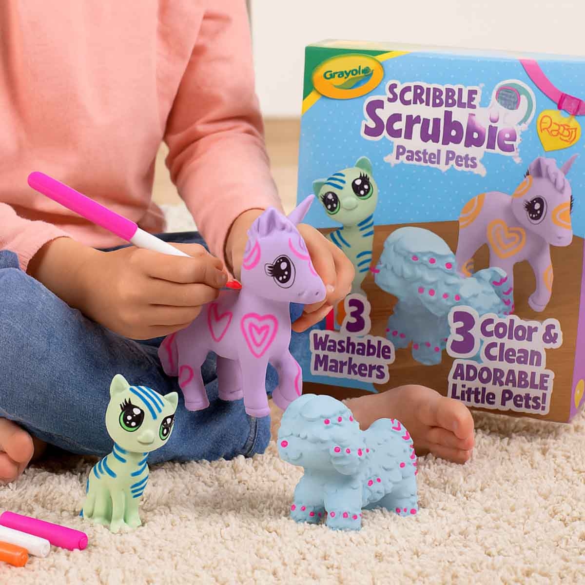 كرايولا سكربل سكروبي مجموعة لعب حيوانات باستيل، للجنسين، 3-4 سنوات