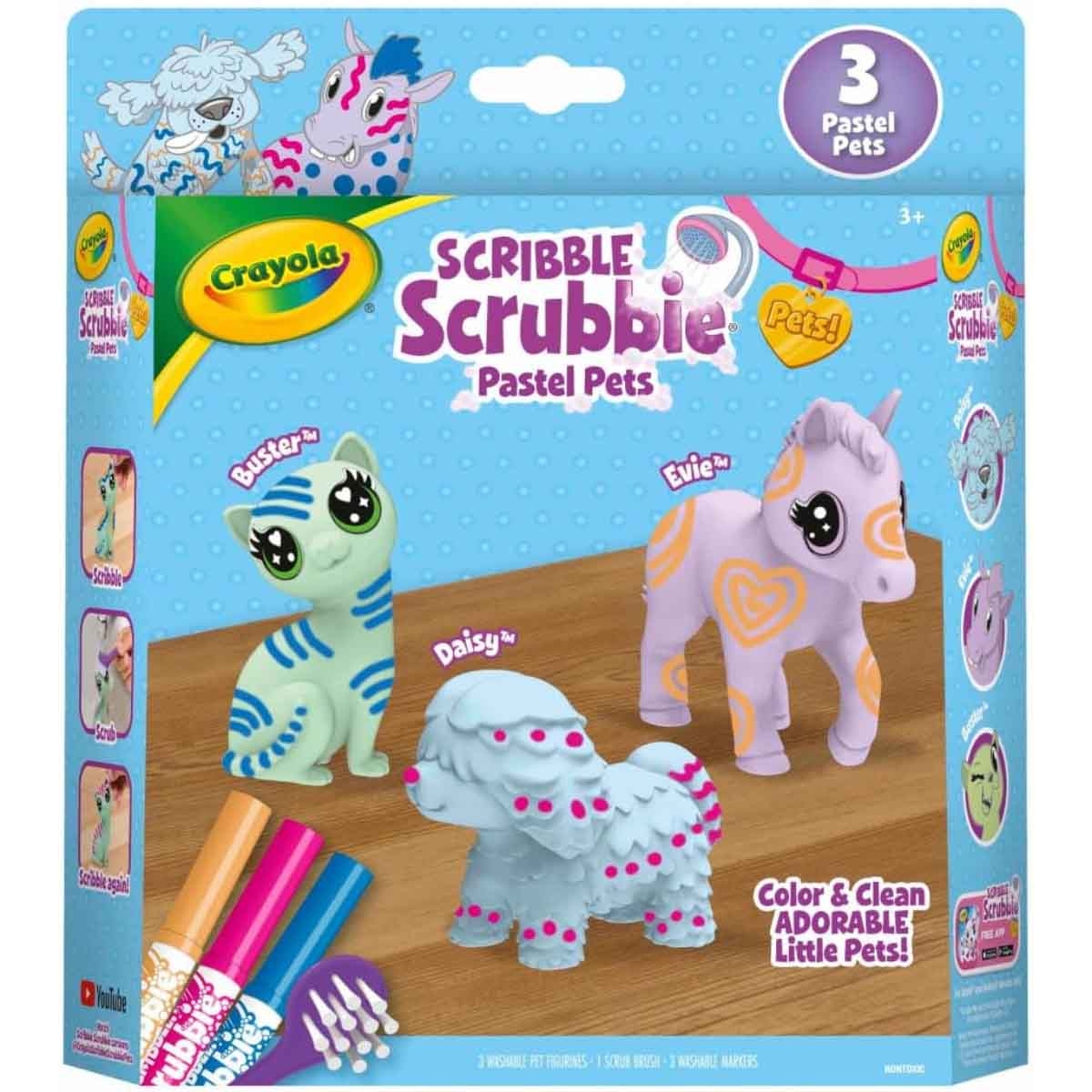 كرايولا سكربل سكروبي مجموعة لعب حيوانات باستيل، للجنسين، 3-4 سنوات