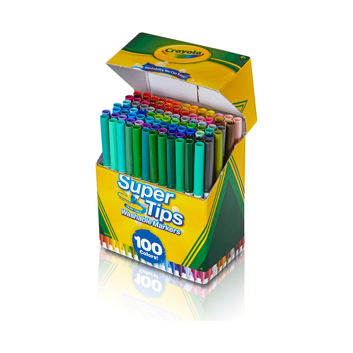 كرايولا أقلام ماركر قابلة للغسل سوبر تيبس للجنسين، 3-4 سنوات، مجموعة من 100