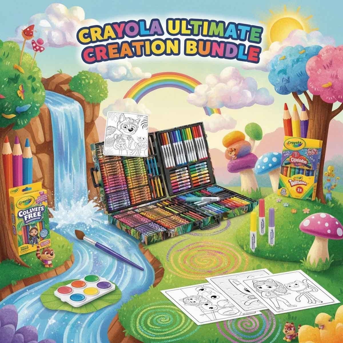 Crayola Swirl & Twistable Crayon with Watercolours, Art Case & Coloring Book Bundle Pack Unisex, 3-4 Years