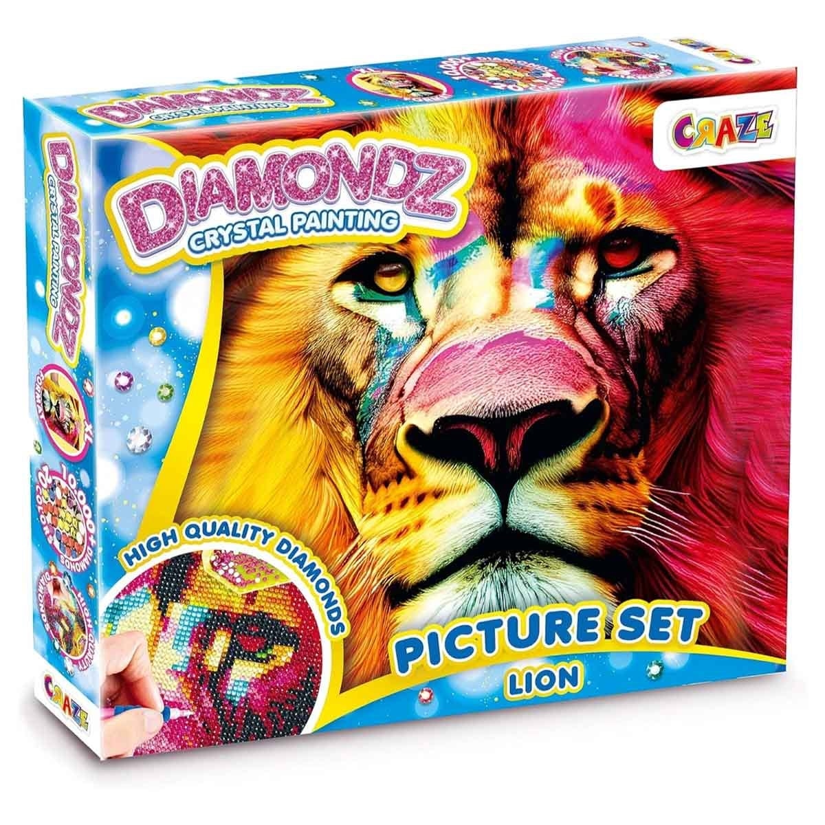 Craze Diamondz Lion Set with Studio Bag DIY & Alphabet Bead Kit, Scribble Scrubbie Wilbur & Play-Doh Flowers Bundle Unisex, 5-7 Years