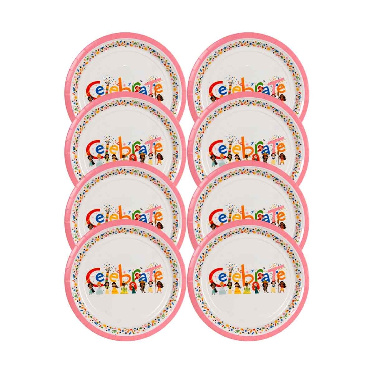 ديزني برنسيس مجموعة صحون ورقية 9 انش احتفال لطيف D100 عدد 8 قطع