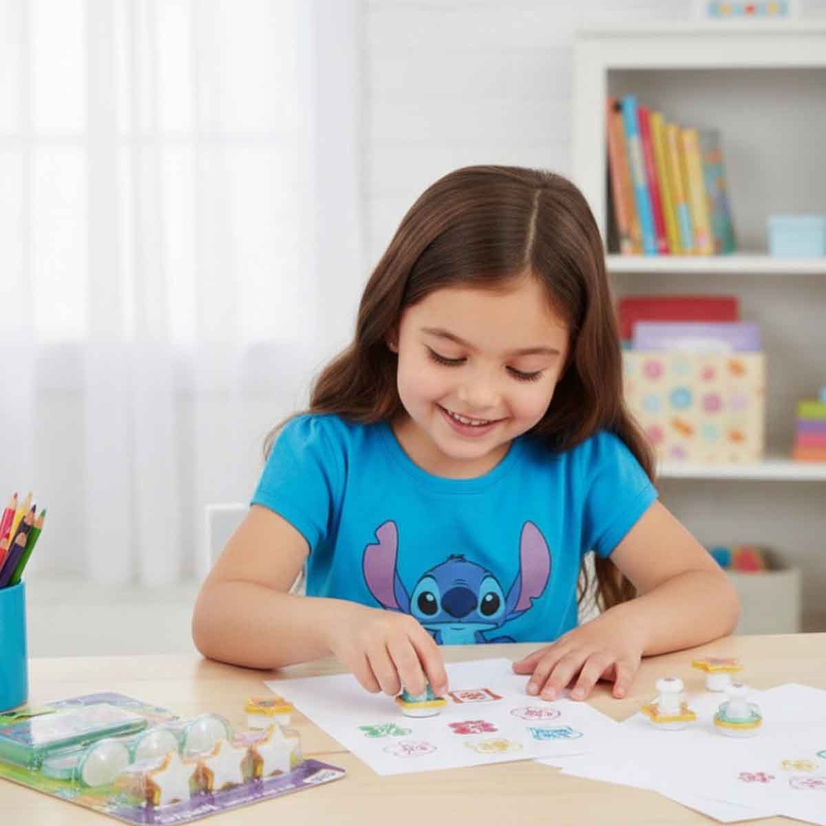 ديزني ستيتش أختام مع وسادة حبر للأطفال بعمر 3-4 سنوات