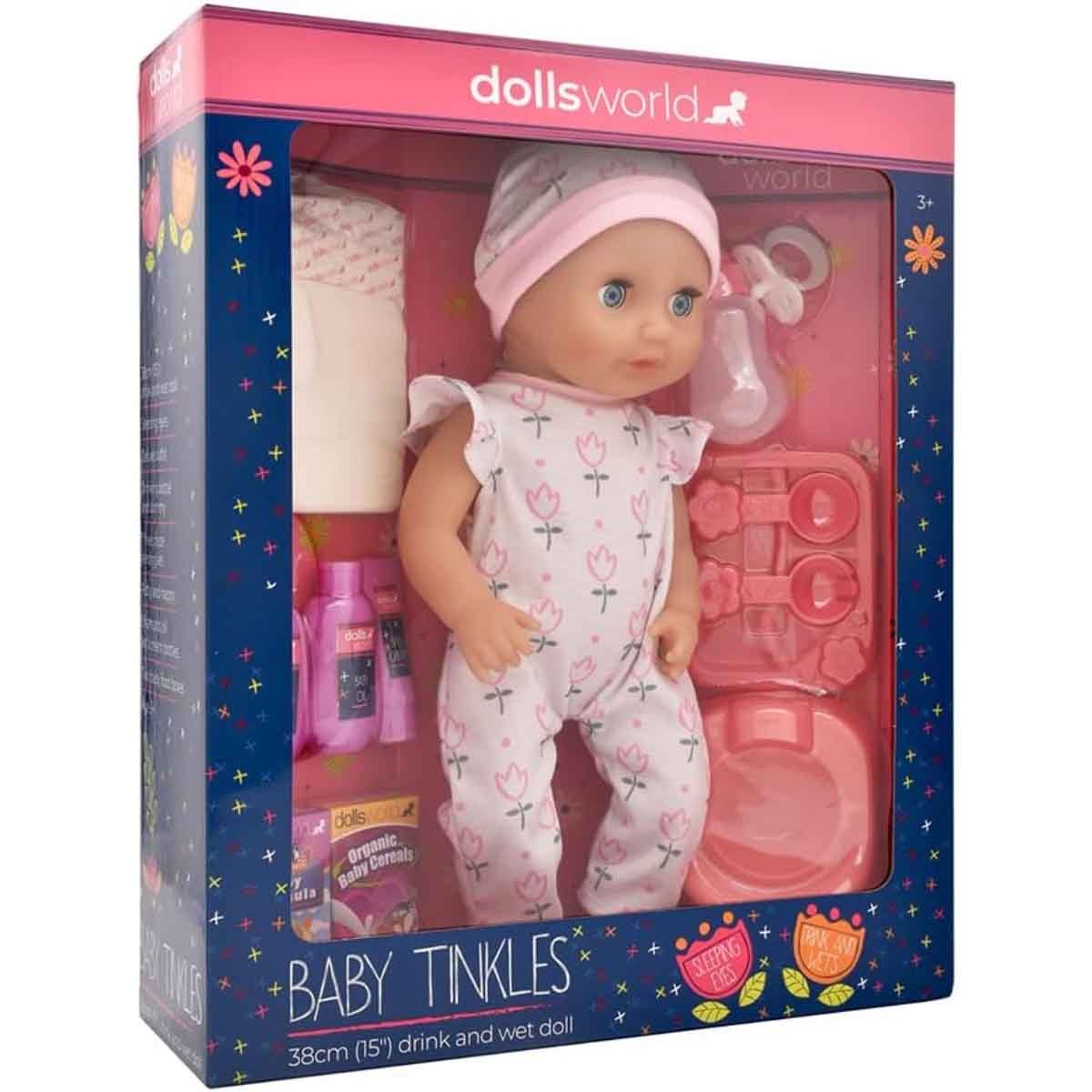 Dolls World 15″ Baby Tinkles Drink and Wet Baby Doll Girls, 3-4 Years