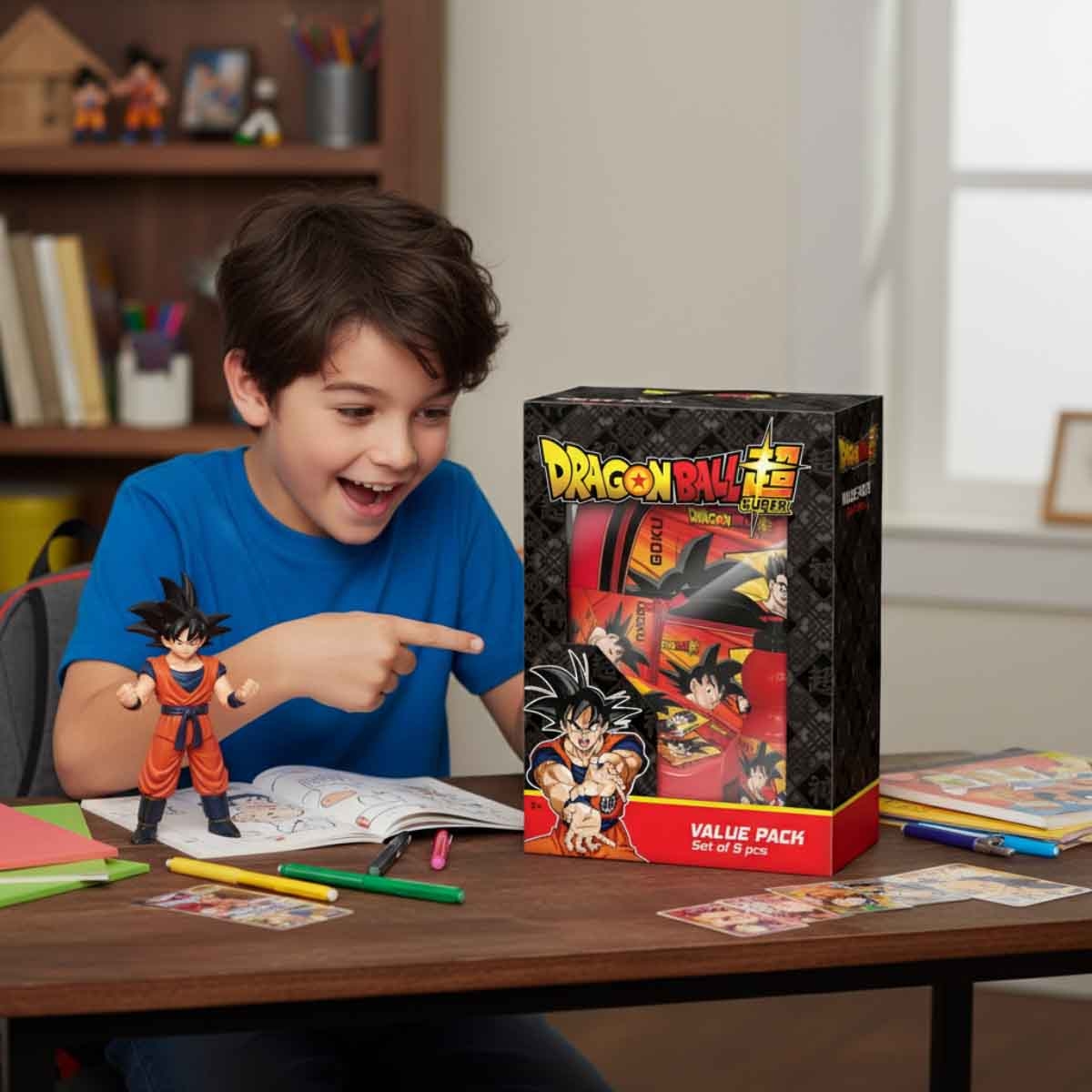 Dragon Ball 5-in-1 16” Trolley Bag, Lunch Box, Bottle, Pencil Case & Lunch Bag Kit