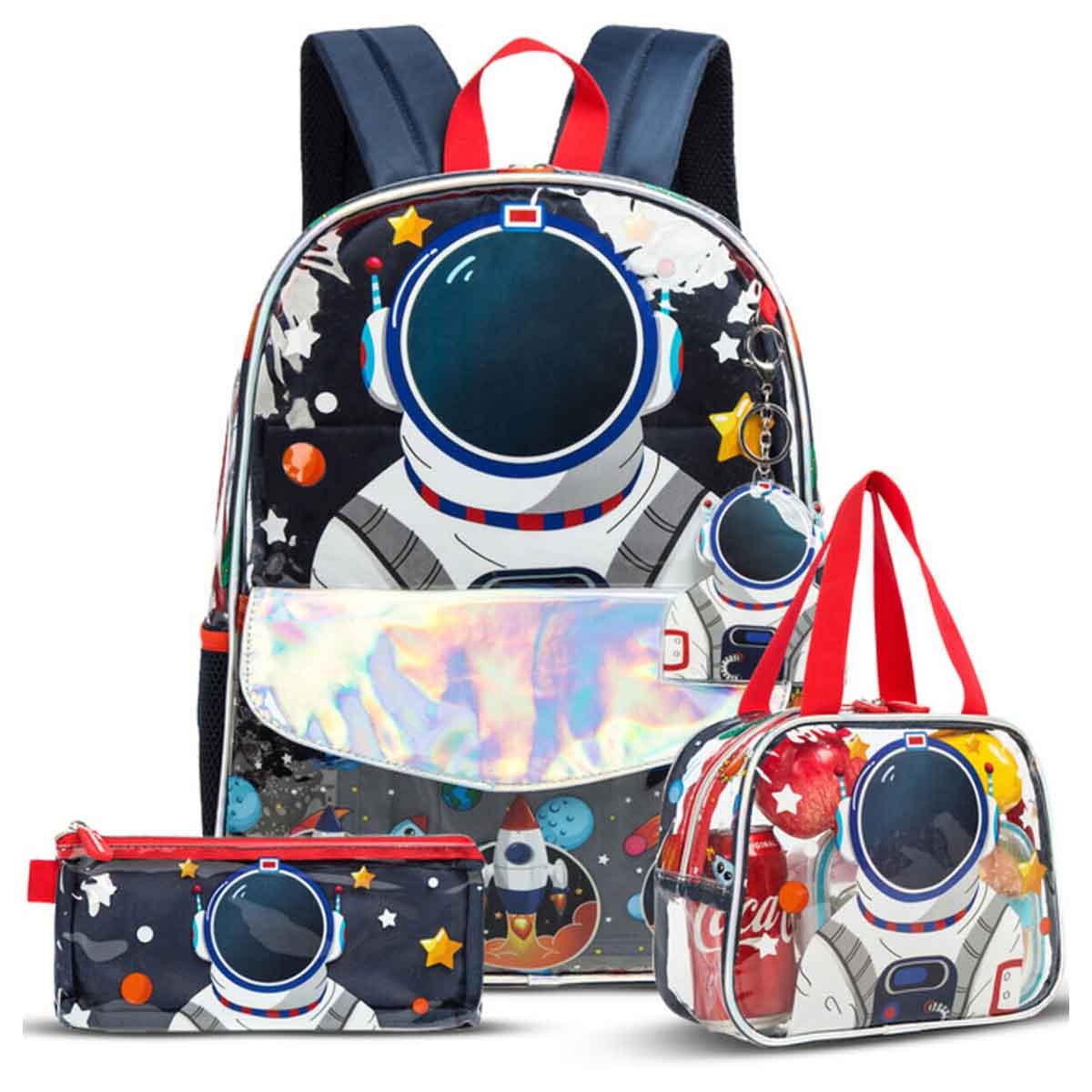 Eazy Kids 16" Astronaut 3-in-1 School Bag, Lunch Bag & Pencil Case Combo