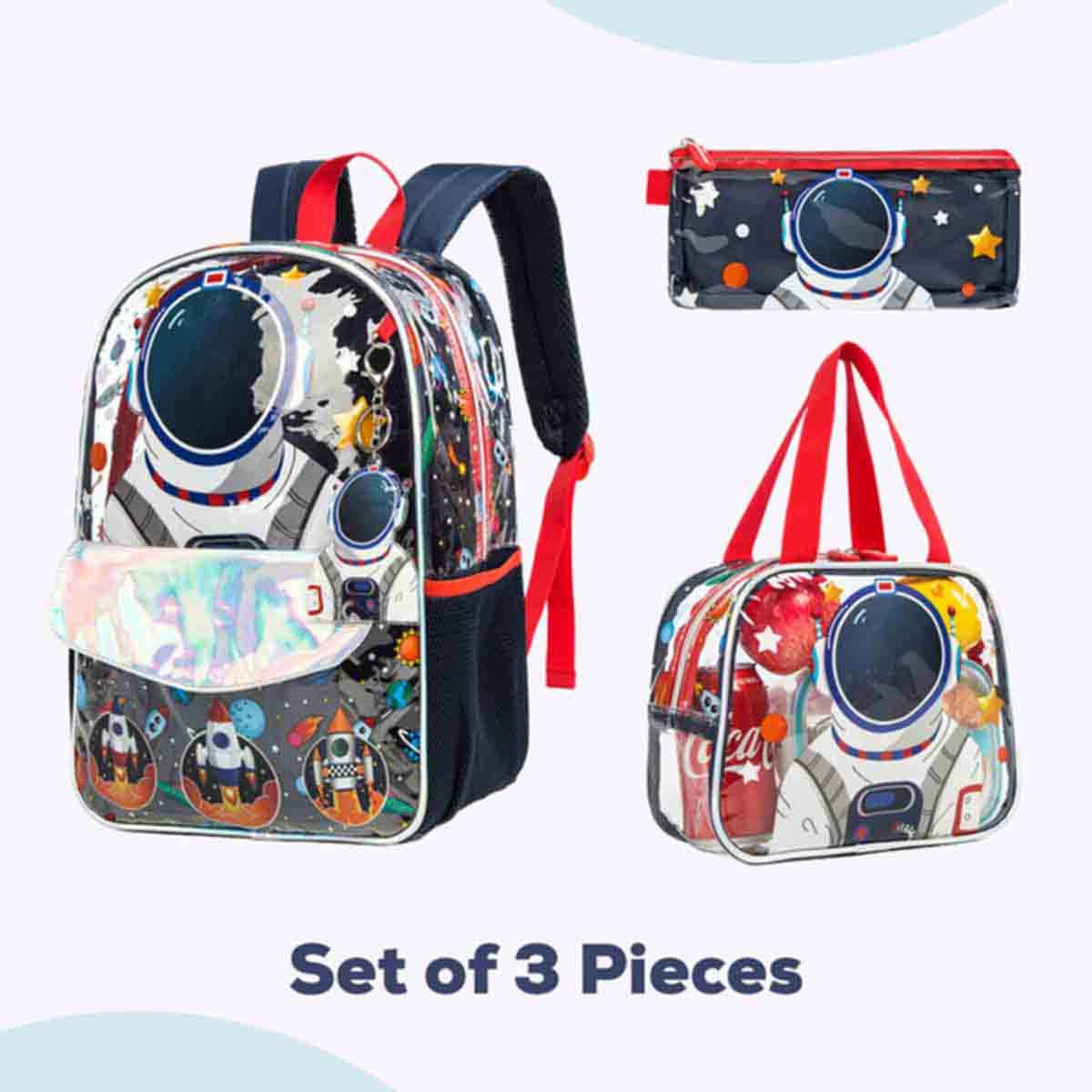 Eazy Kids 16" Astronaut 3-in-1 School Bag, Lunch Bag & Pencil Case Combo