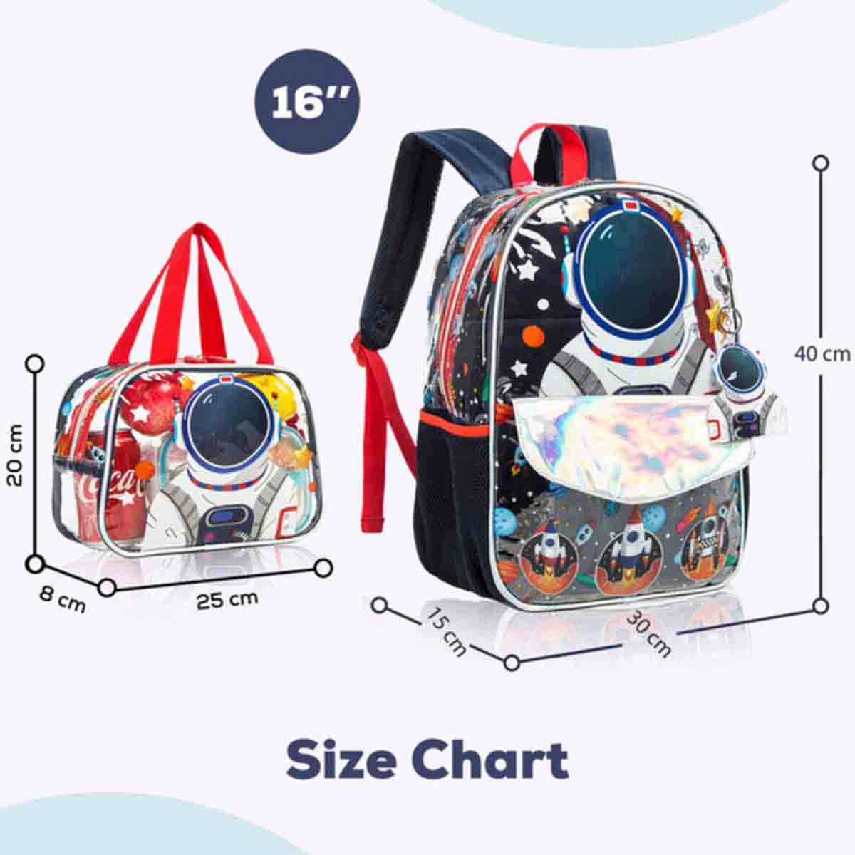 Eazy Kids 16" Astronaut 3-in-1 School Bag, Lunch Bag & Pencil Case Combo
