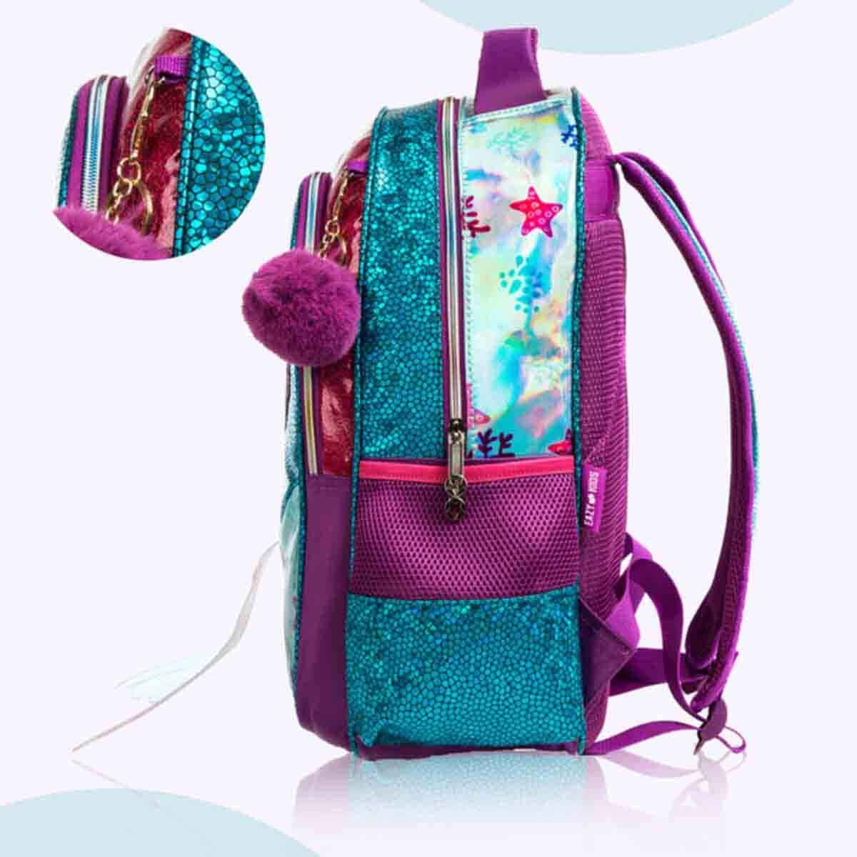 Eazy Kids 17" Mermaid Sea 3-in-1 School Bag, Lunch Bag & Pencil Case Combo