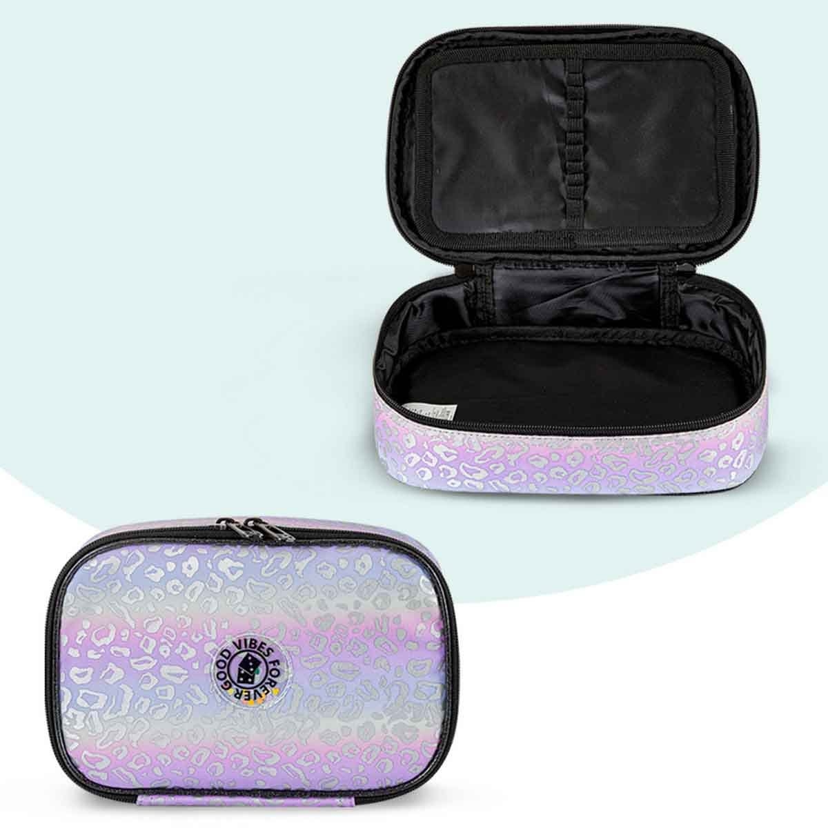 إيزي كيدز حقيبة مدرسية 3 في 1 مقاس 17 إنش بتصميم غود فايبس مع حقيبة غداء ومقلمة