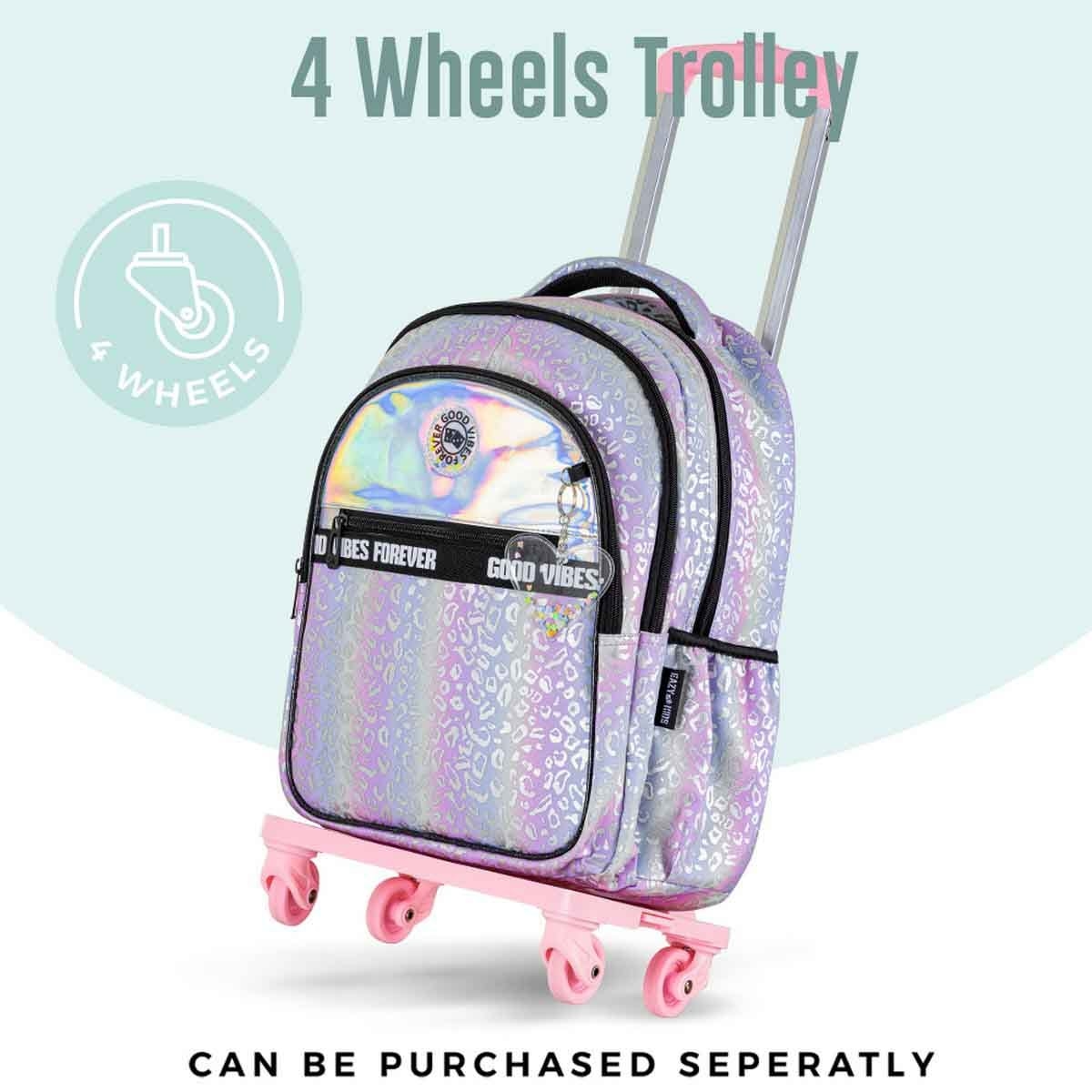 إيزي كيدز حقيبة مدرسية 3 في 1 مقاس 17 إنش بتصميم غود فايبس مع حقيبة غداء ومقلمة