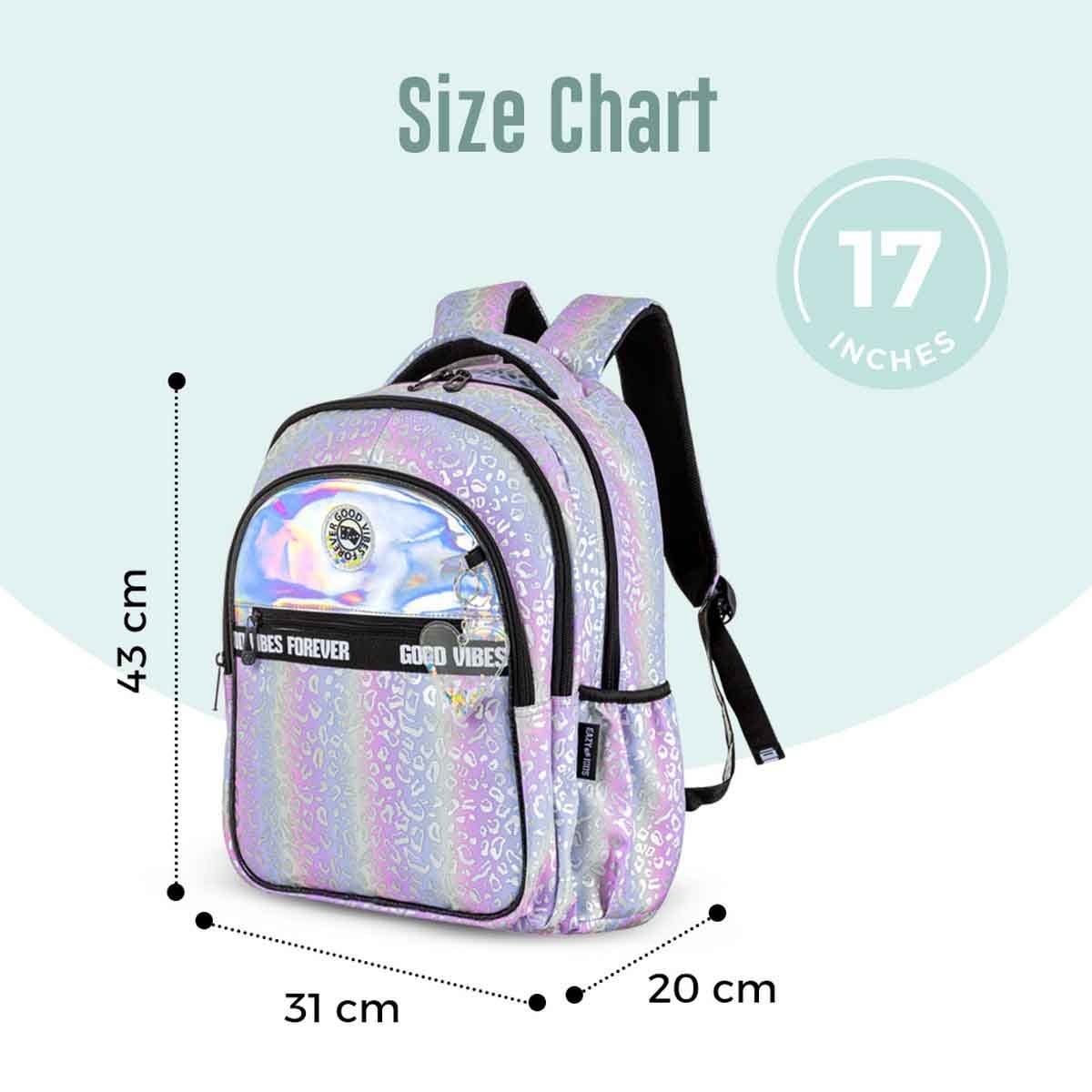 Eazy Kids 17" Good Vibes 4-in-1 School Bag with 4 Wheel Trolley, Lunch Bag & Pencil Case