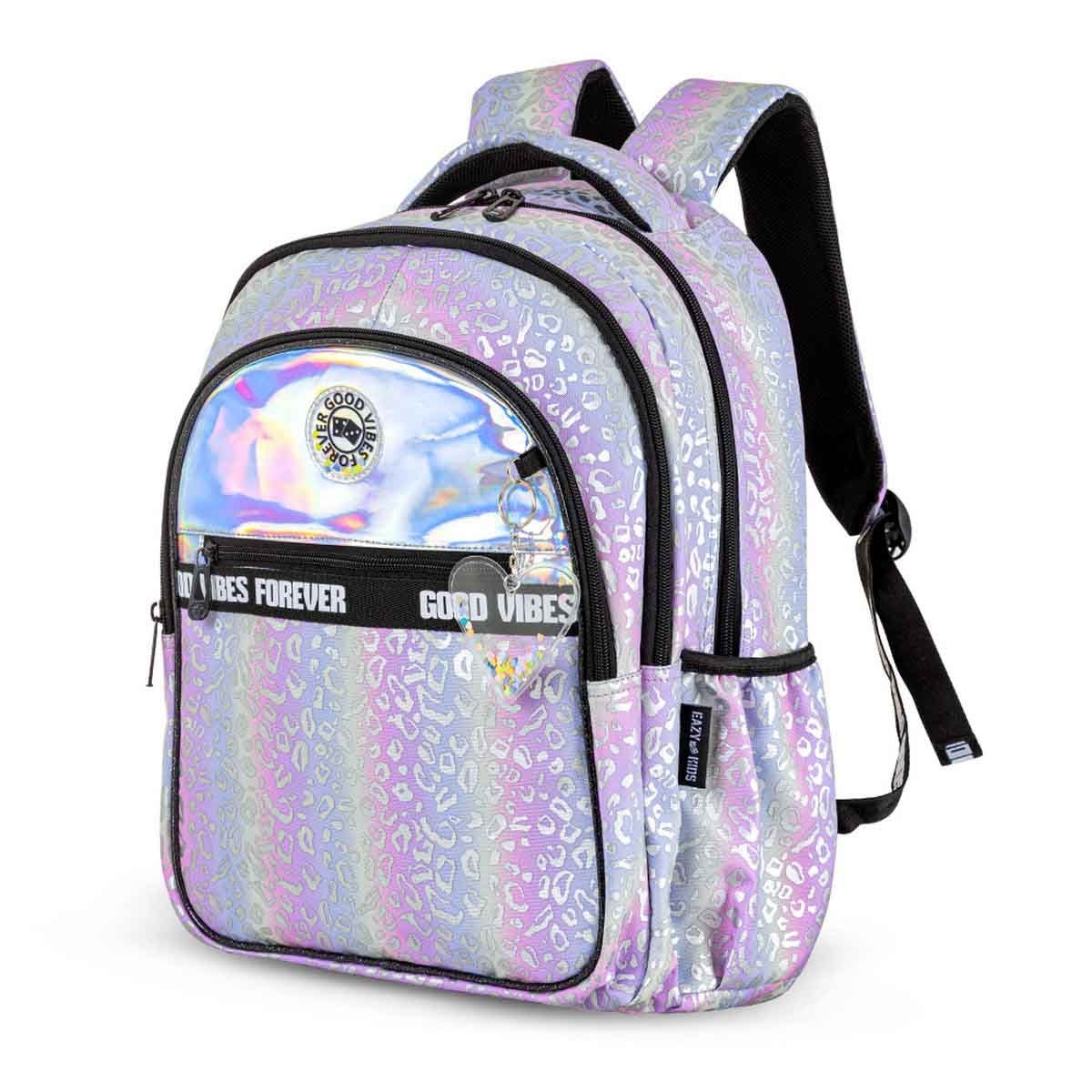 Eazy Kids 17" Good Vibes 4-in-1 School Bag with 4 Wheel Trolley, Lunch Bag & Pencil Case