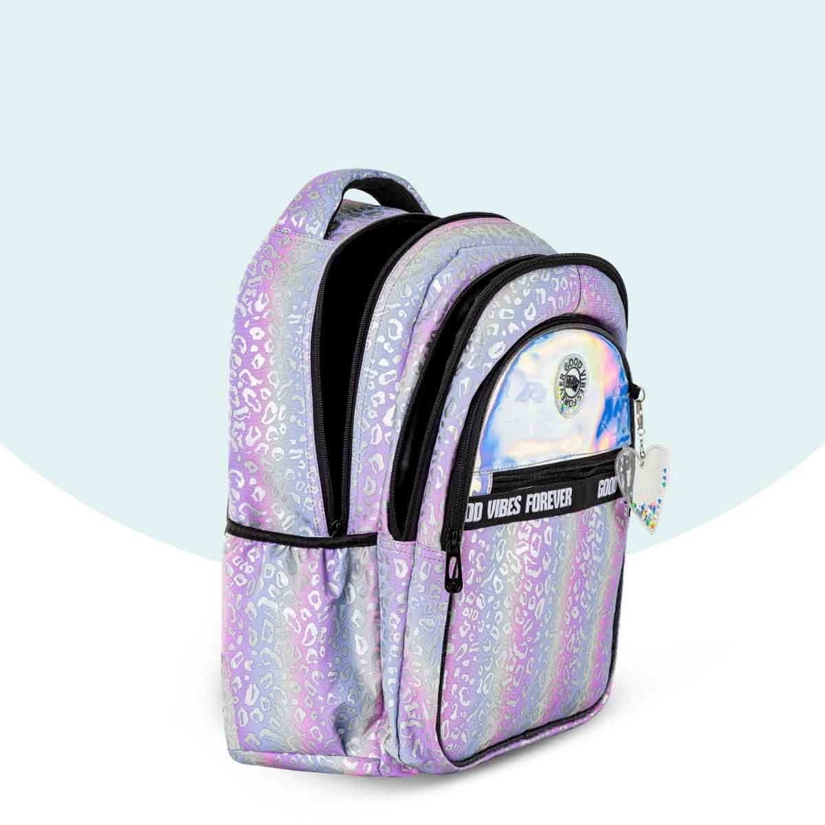 Eazy Kids 17" Good Vibes 4-in-1 School Bag with 4 Wheel Trolley, Lunch Bag & Pencil Case