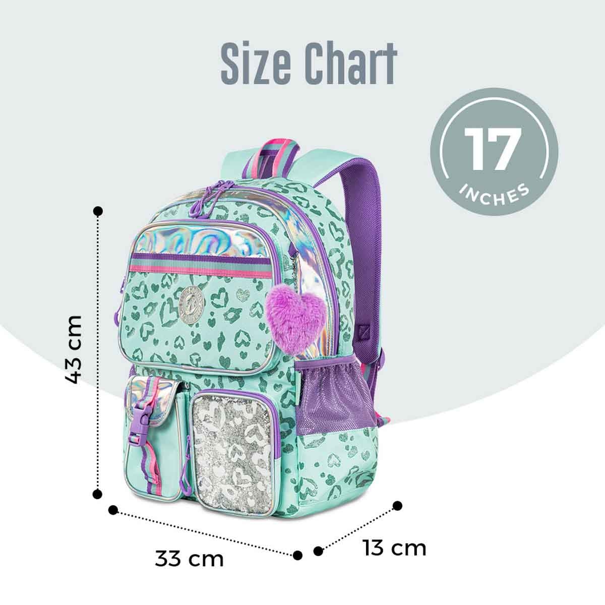 إيزي كيدز حقيبة مدرسية 4 في 1 مقاس 17 إنش بتصميم لوف مع عربة 4 عجلات وحقيبة غداء ومقلمة