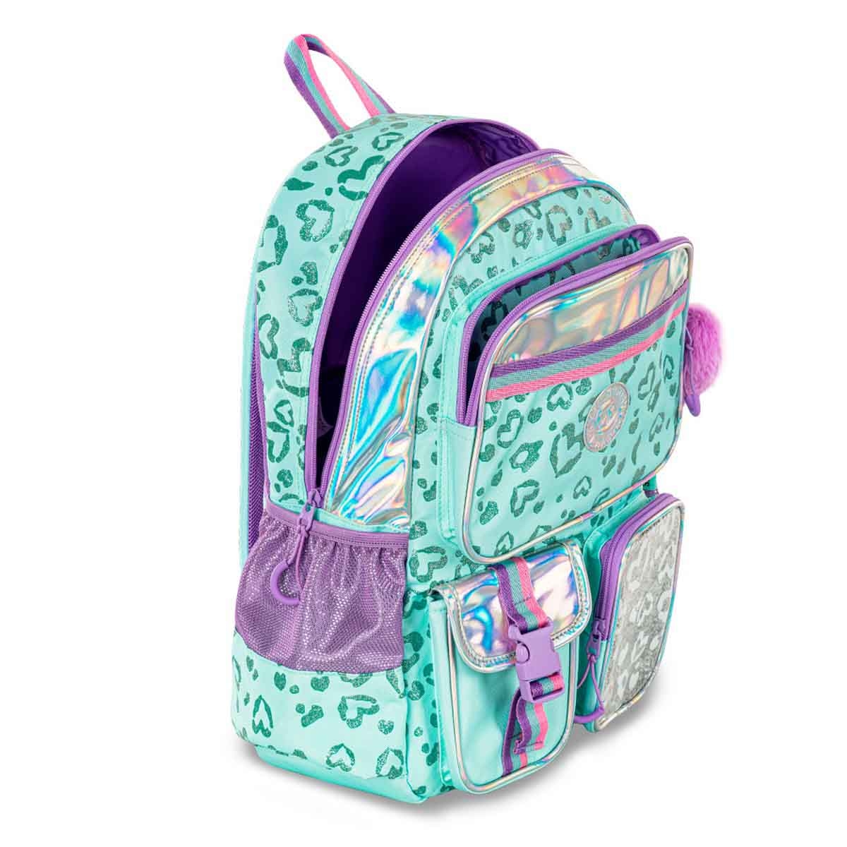 إيزي كيدز حقيبة مدرسية 4 في 1 مقاس 17 إنش بتصميم لوف مع عربة 4 عجلات وحقيبة غداء ومقلمة