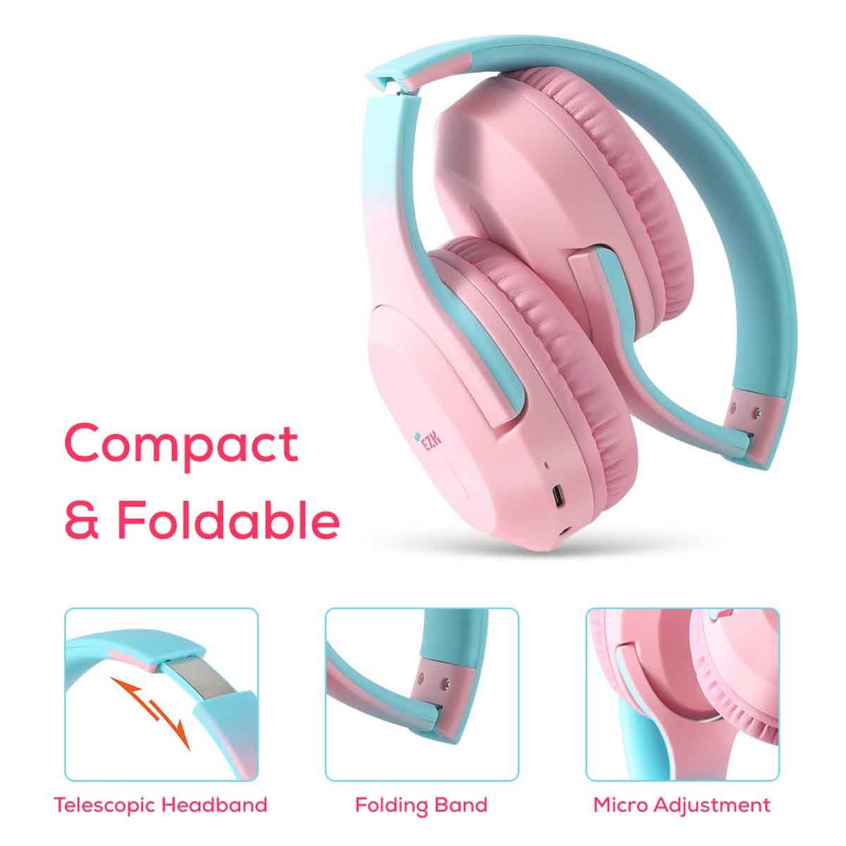 إيزي كيدز حقيبة ظهر 4 في 1 مقاس 17 إنش بتصميم جيرل غليتر مع سماعة بلوتوث وحقيبة غداء ومقلمة