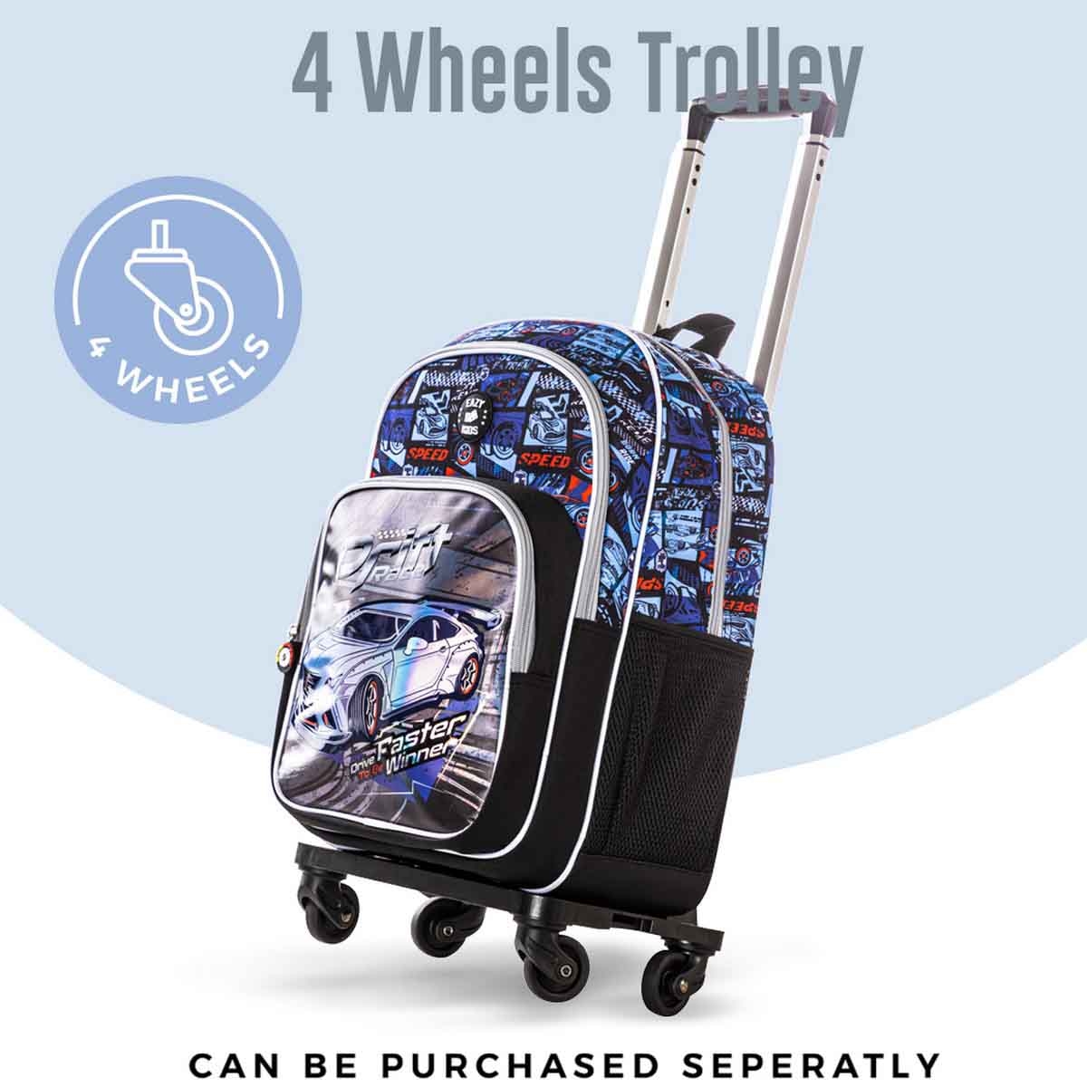 Eazy Kids 18" Car Racing 3-in-1 Backpack with Lunch Bag & Pencil Case