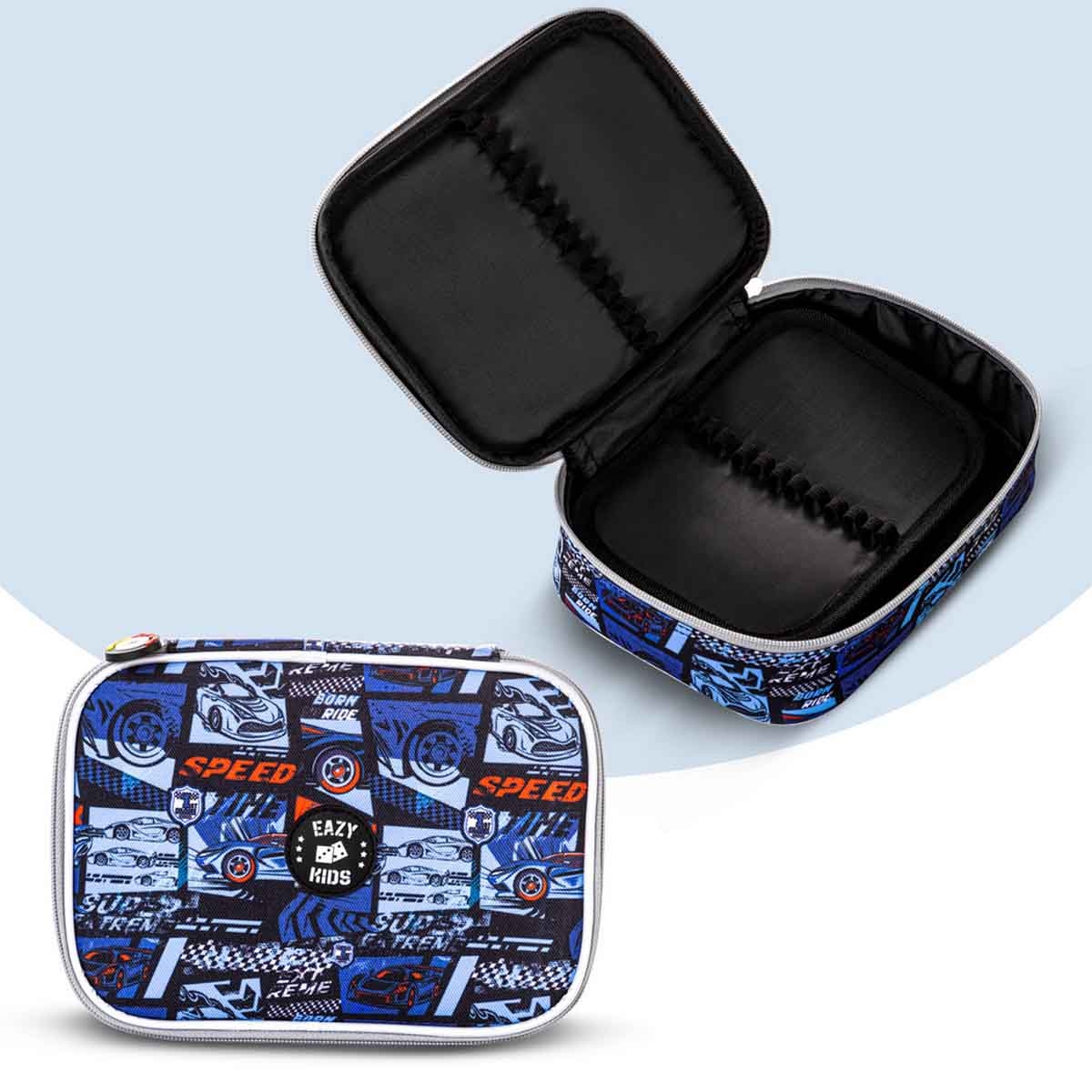 Eazy Kids 18" Car Racing 3-in-1 Backpack with Lunch Bag & Pencil Case