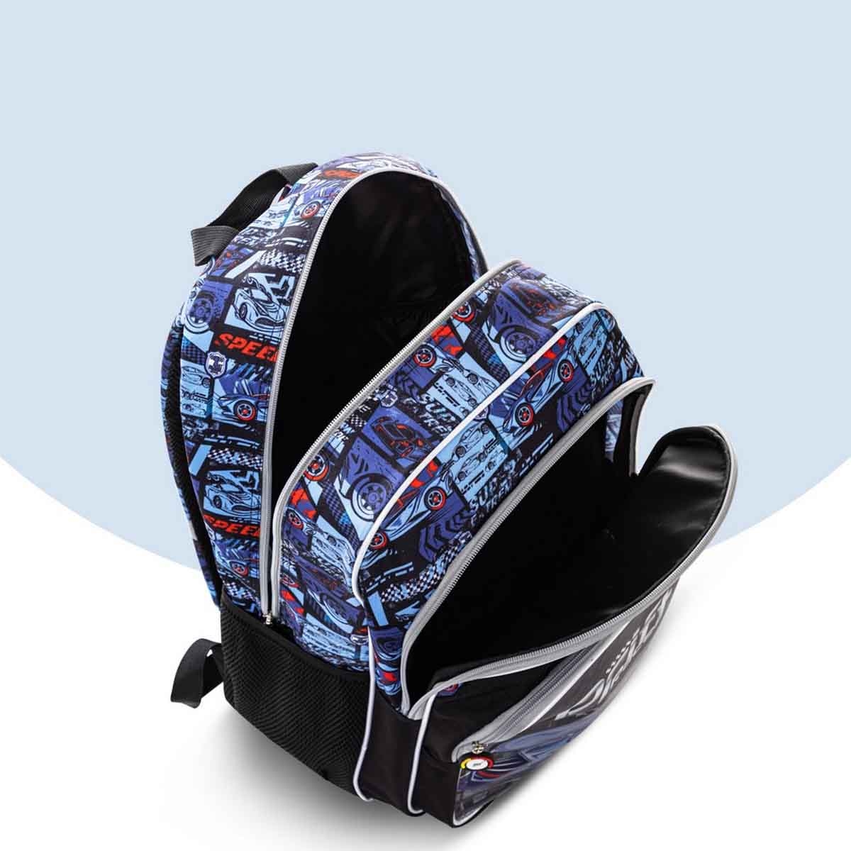 Eazy Kids 18" Car Racing 3-in-1 Backpack with Lunch Bag & Pencil Case