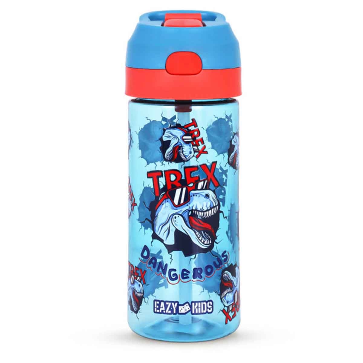 إيزي كيدز مجموعة 4 في 1 حقيبة مدرسية 18 إنش بعجلات بتصميم ديناصور تي ريكس مع زجاجة ماء تريتان 420 مل وحقيبة غداء وحقيبة أقلام