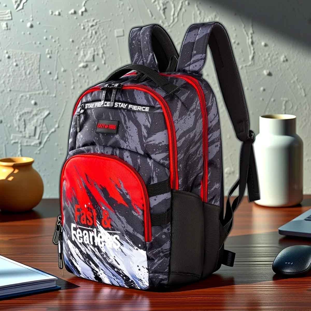 إيزي كيدز حقيبة مدرسية مقاس 20 إنش بتصميم فاست آند فيرلس مع عربة 4 عجلات وقسم للابتوب