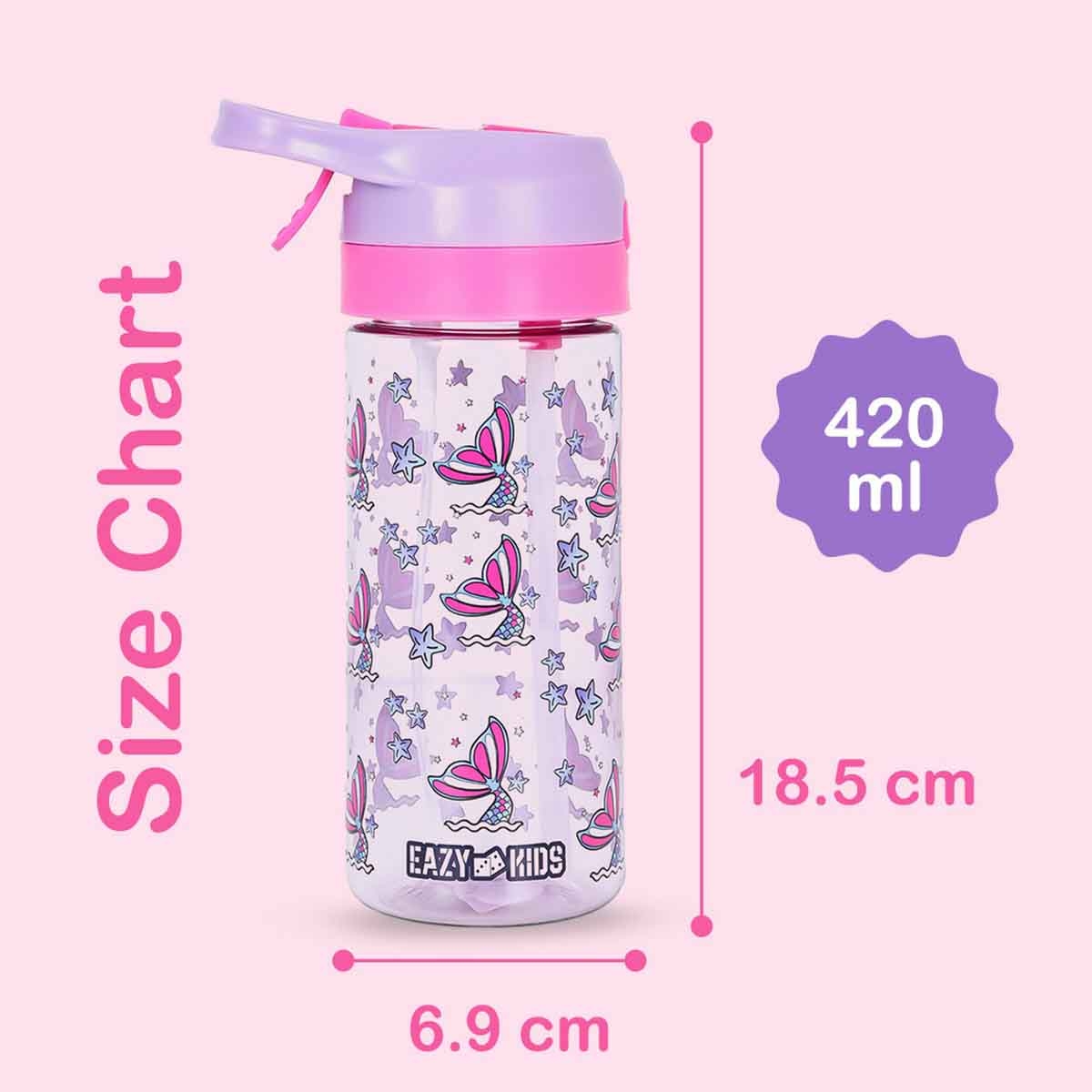 Eazy Kids 420ml Double Wall Insulated Steel Mermaid Water Bottle with Spray Unisex, 3-4 Years