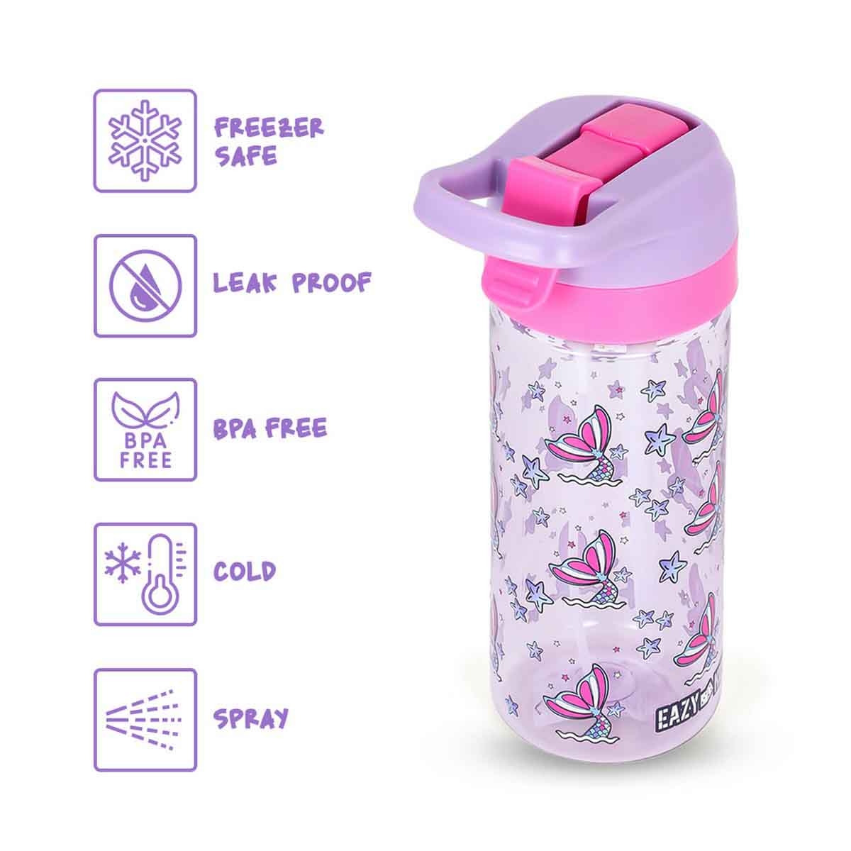 Eazy Kids 420ml Double Wall Insulated Steel Mermaid Water Bottle with Spray Unisex, 3-4 Years