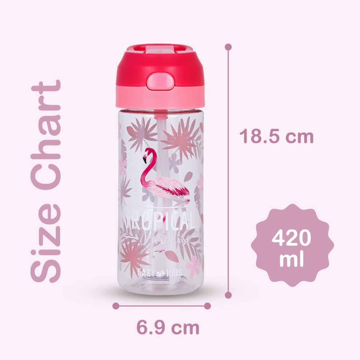 إيزي كيدز زجاجة ماء ستانلس ستيل معزولة مزدوجة الجدار 420 مل تروبيكال مع بخاخ للجنسين، 3-4 سنوات