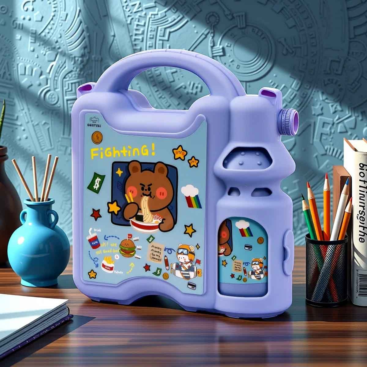 إيزي كيدز صندوق غداء 450 مل أزرق مع زجاجة للجنسين، 3-4 سنوات