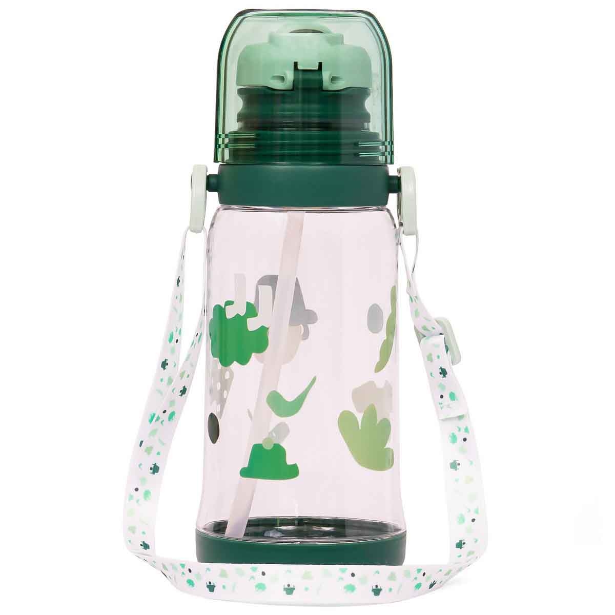 Eazy Kids 600ml Green Water Bottle with Straw Unisex, 3-4 Years