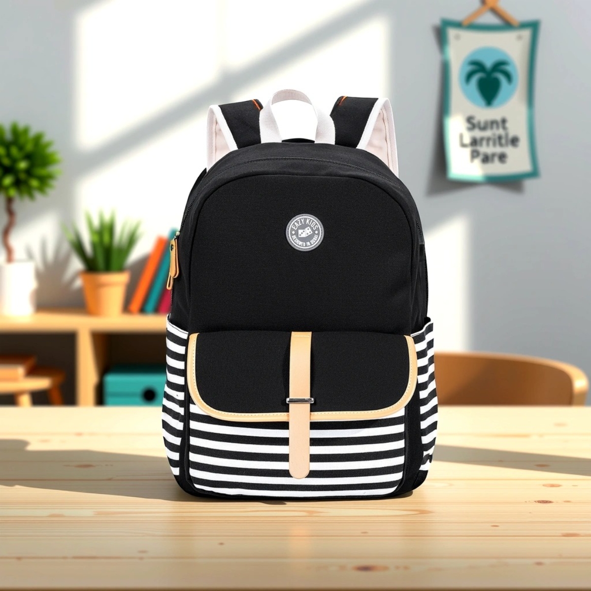 Eazy Kids Black Classic School Bag Unisex, 3-4 Years