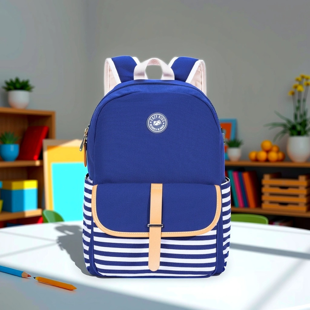 Eazy Kids Blue Classic School Bag Unisex, 3-4 Years